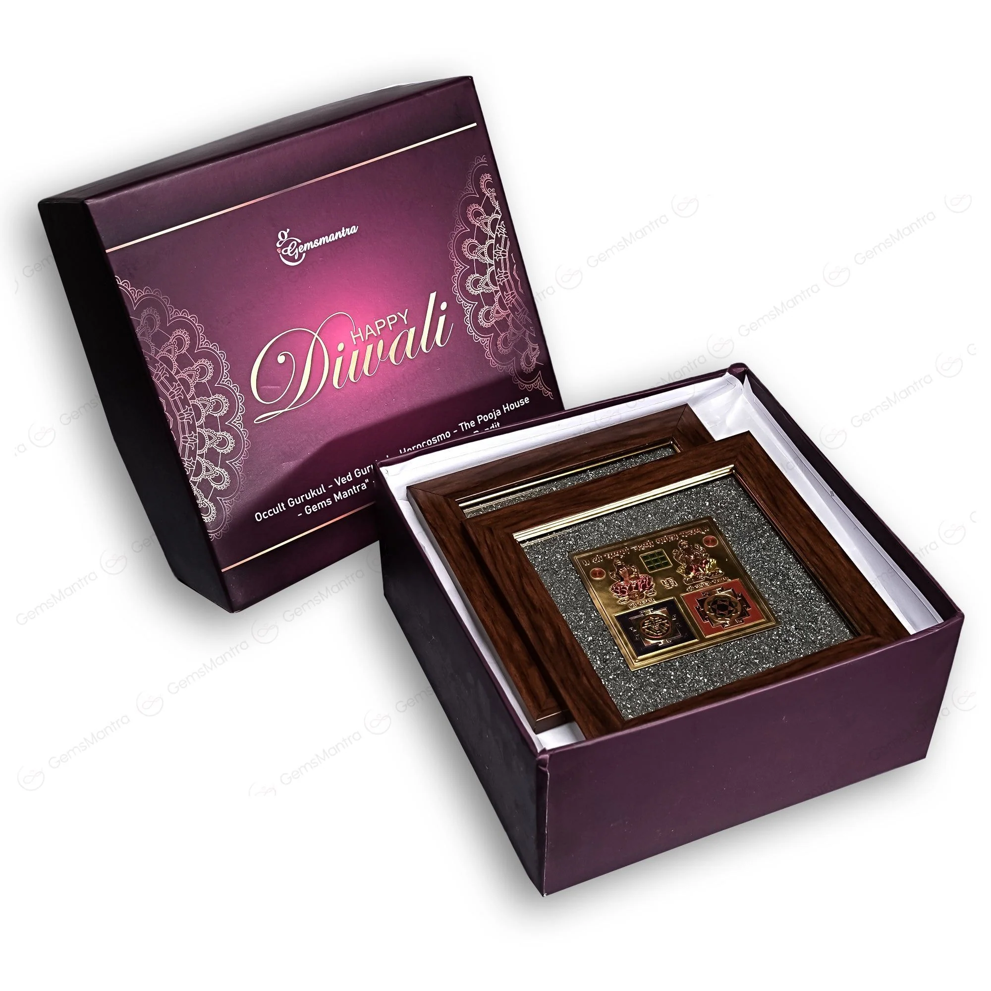 2D Yantra - Frame of Four - Shree Sampoorna Laxmi Ganesh Yantra - Pyrite Dust frame - Image 10