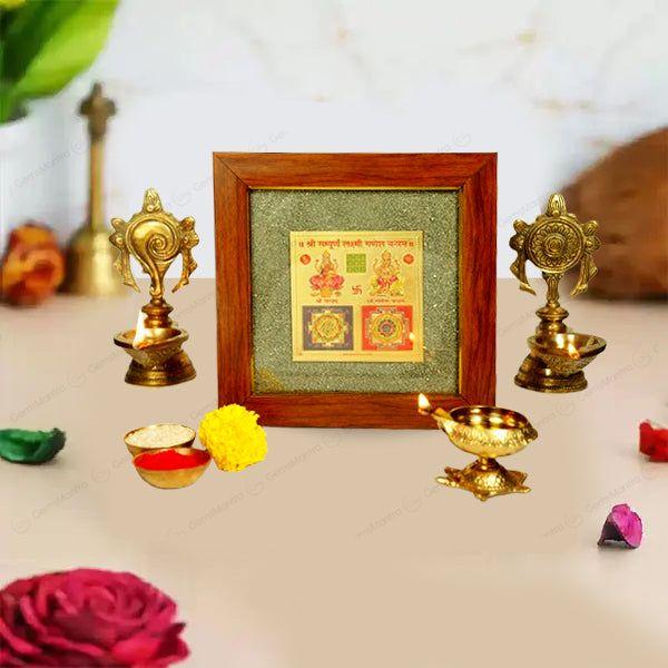 2D Yantra - Frame of Four - Shree Sampoorna Laxmi Ganesh Yantra - Pyrite Dust frame - Image 6