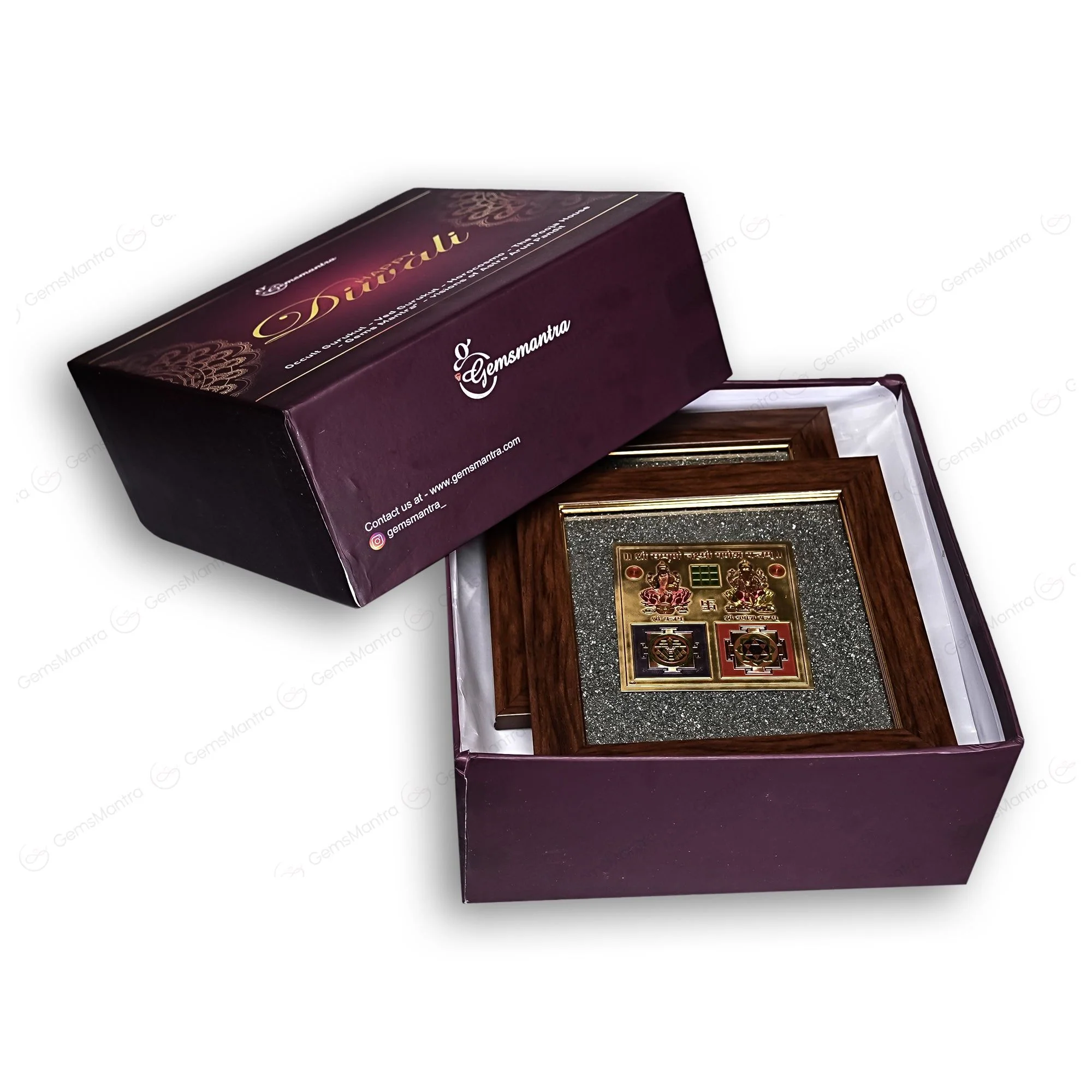 2D Yantra - Frame of Four - Shree Sampoorna Laxmi Ganesh Yantra - Pyrite Dust frame - Image 9