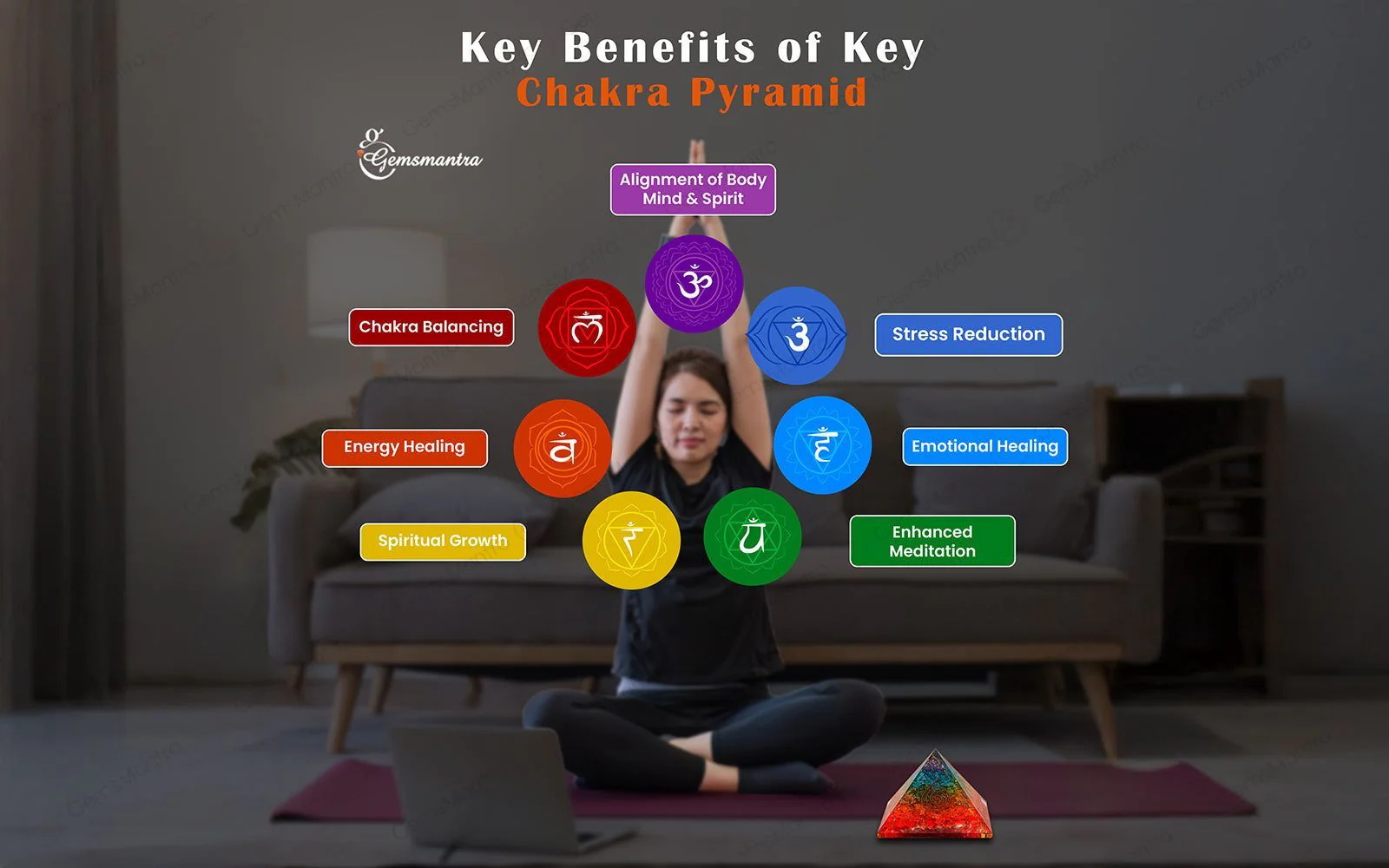 7 Chakra Chips Pyramid - Image 3