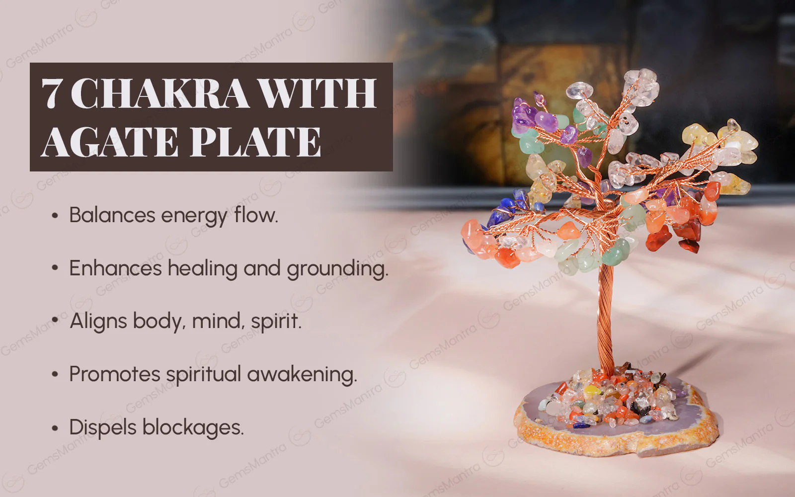 7 Chakra With Agate Plate Tree - Image 3