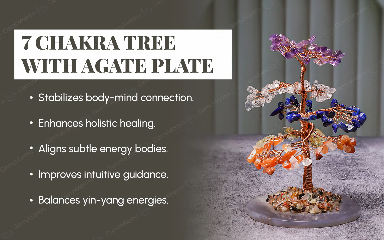 7 Chakra With Agate Plate Tree BIG - Image 3