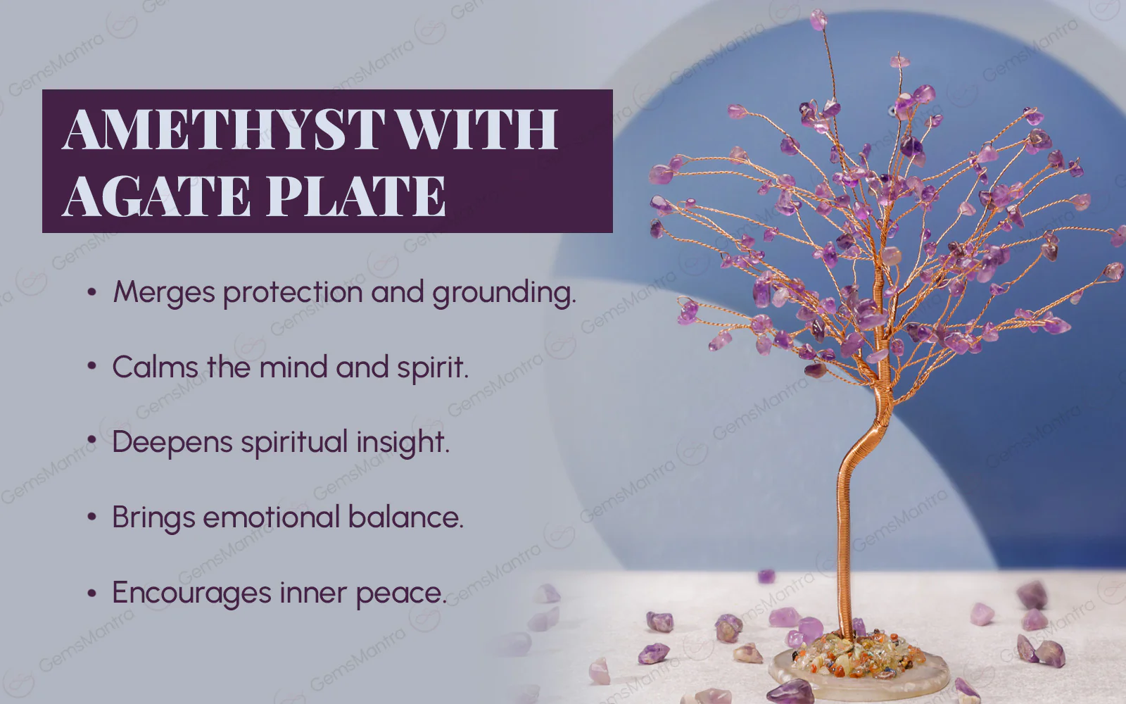 Amethyst With Agate Plate Large Tree - Image 3