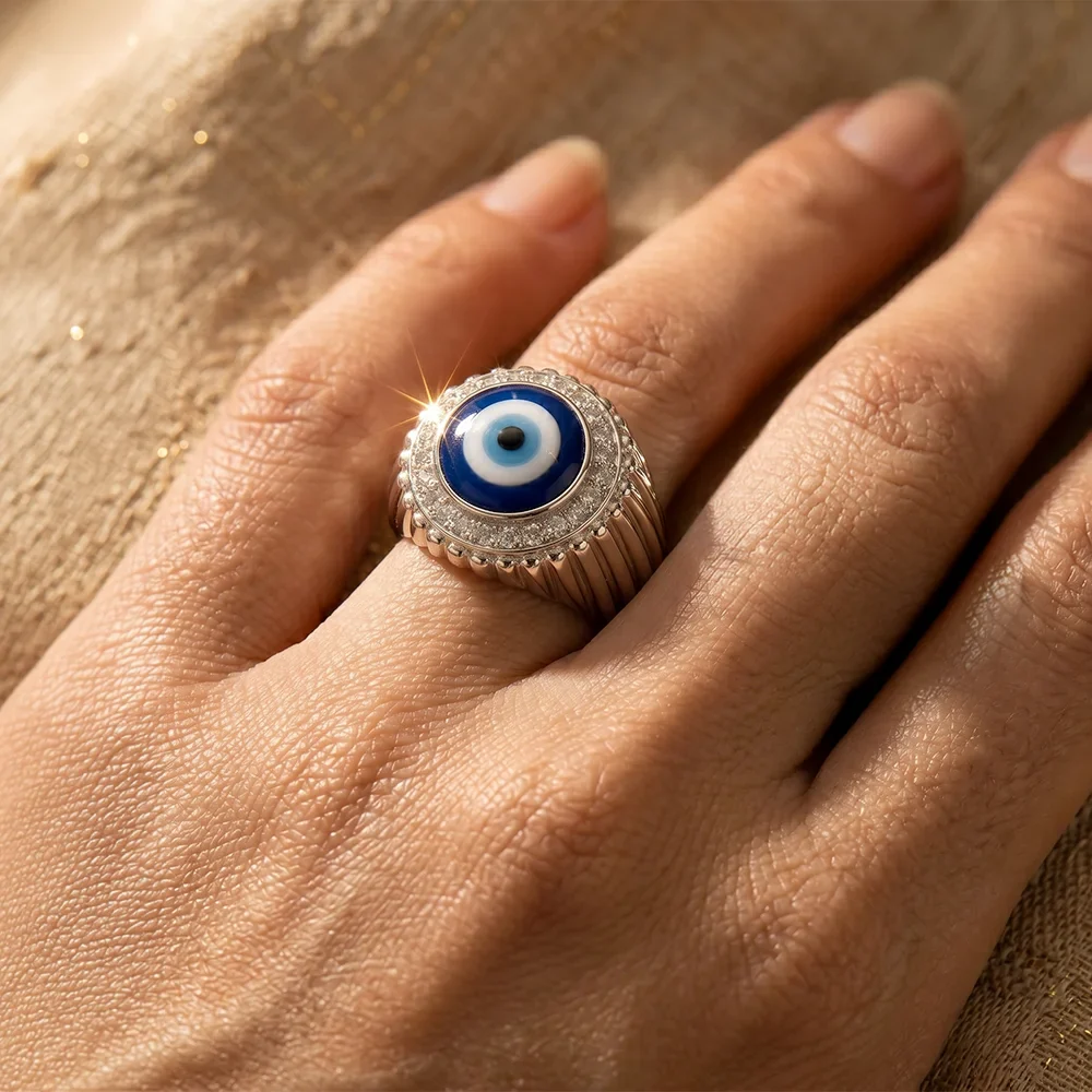 Evil Eye Premium Textured Ring (UNISEX) - Image 2