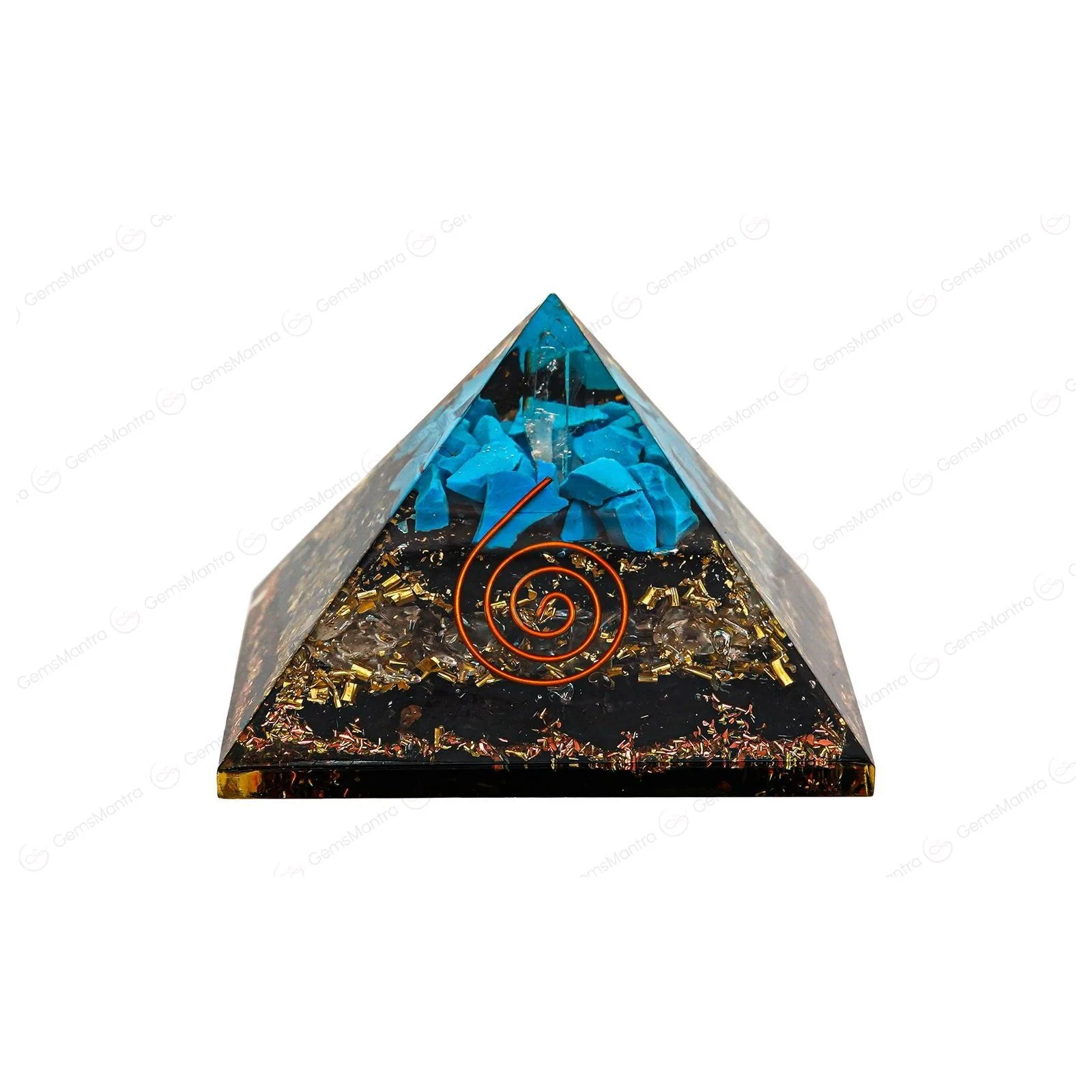 Black Tourmaline With Turquoise Pyramid - Image 2