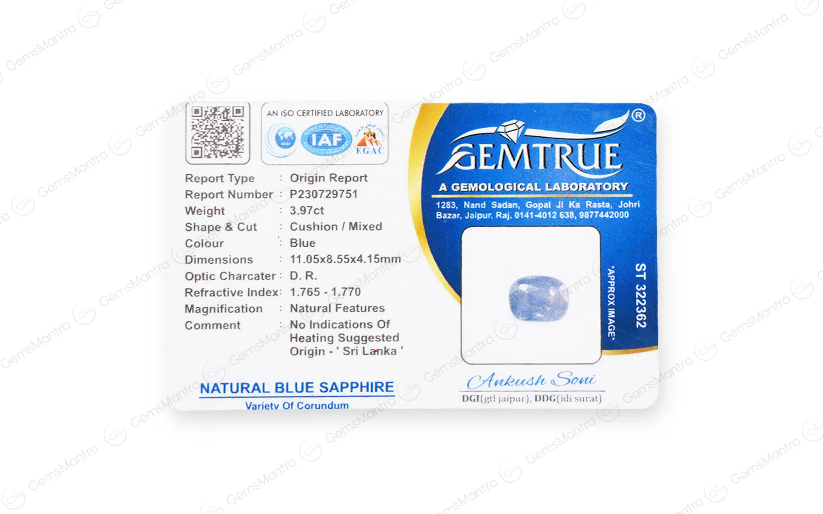 Ceylon Blue Sapphire - 3.97 Carats - Image 4