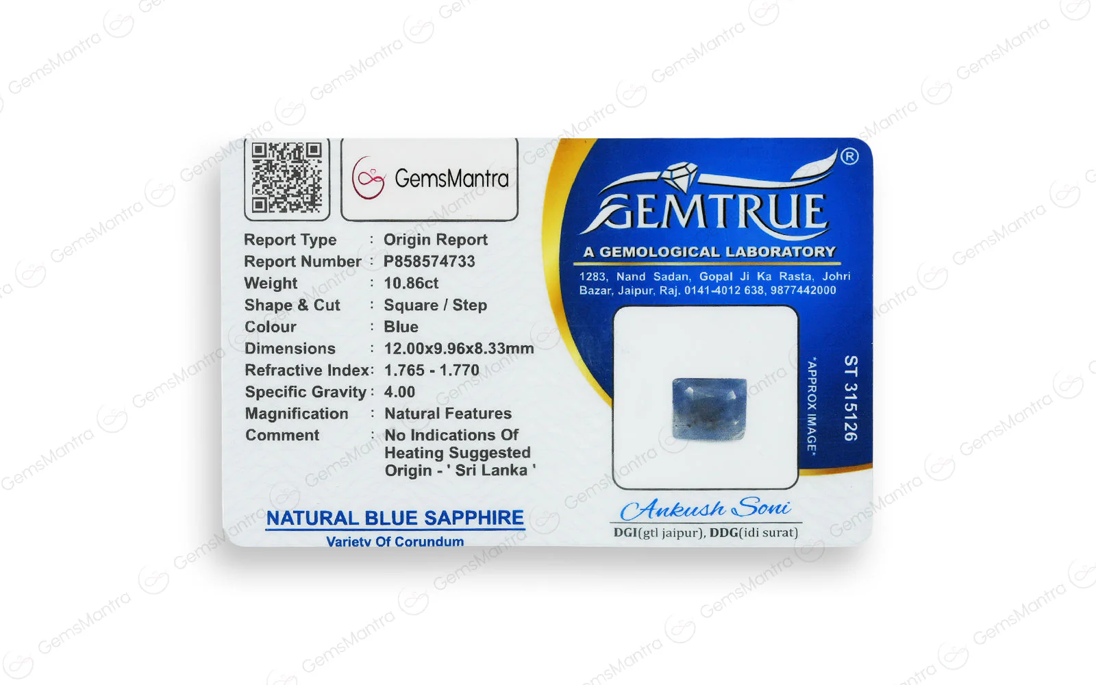 Ceylon Blue Sapphire - 10.86 Carats - Image 4