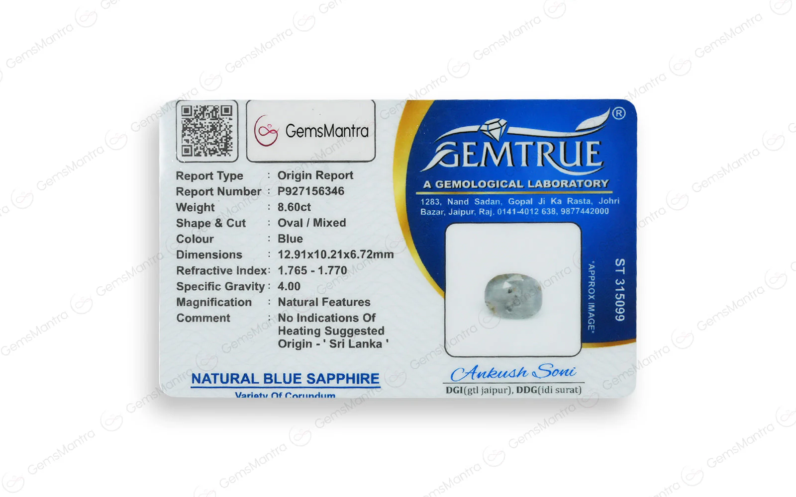 Ceylon Blue Sapphire - 8.6 Carats - Image 4