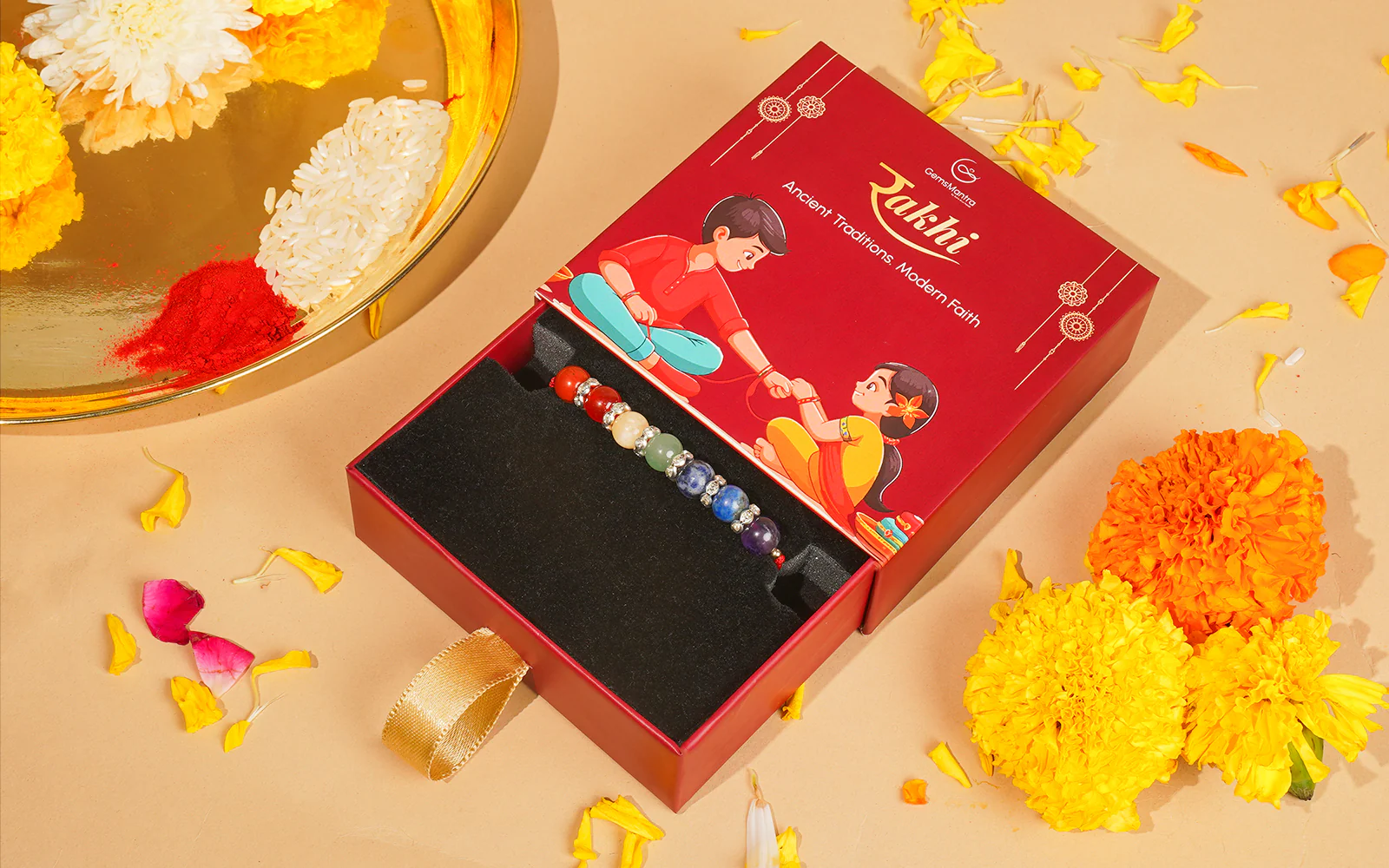 Chakra Beads Rakhi - Spiritual Rakhi for Raksha Bandhan - Image 3