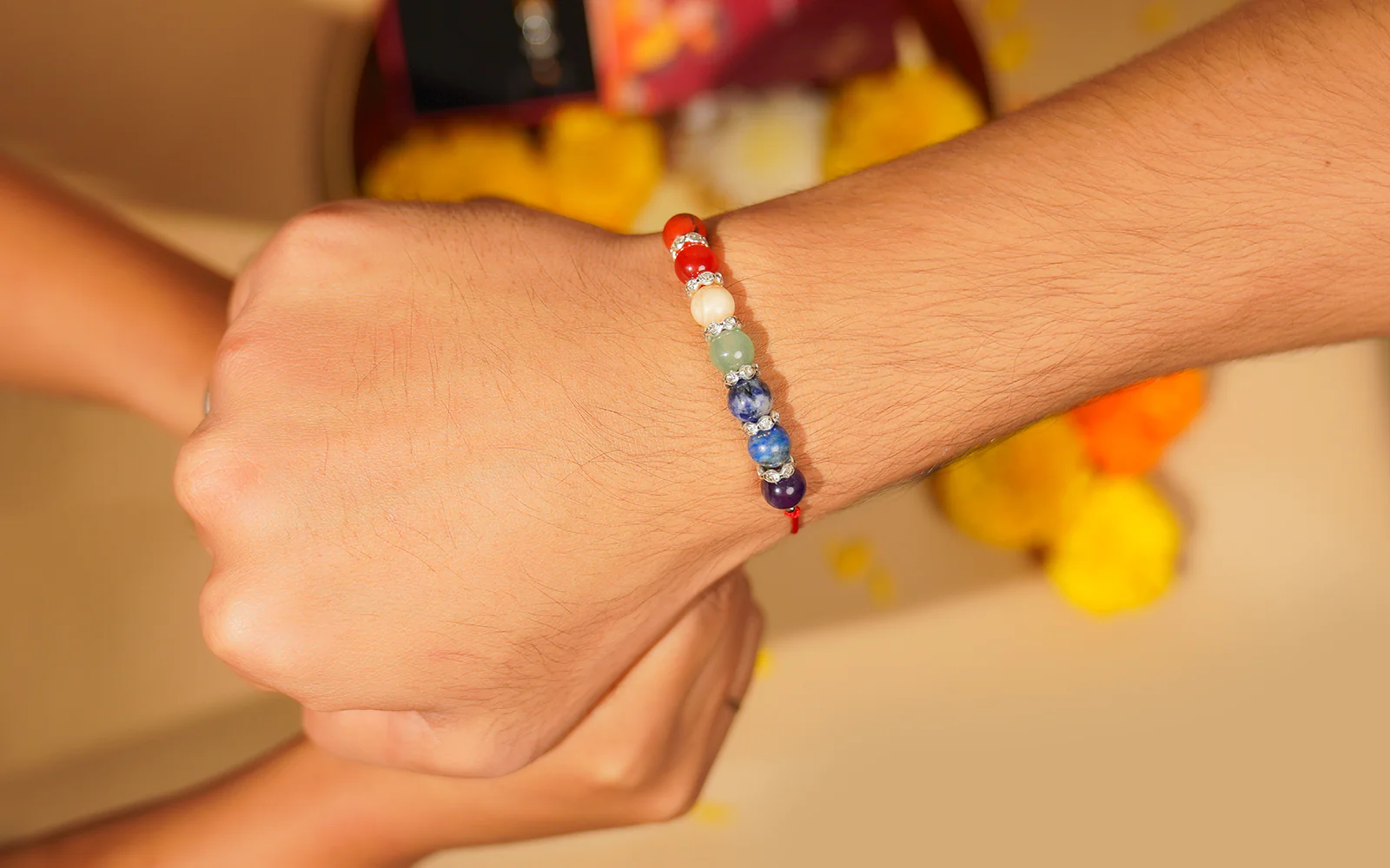 Chakra Beads Rakhi - Spiritual Rakhi for Raksha Bandhan - Image 4