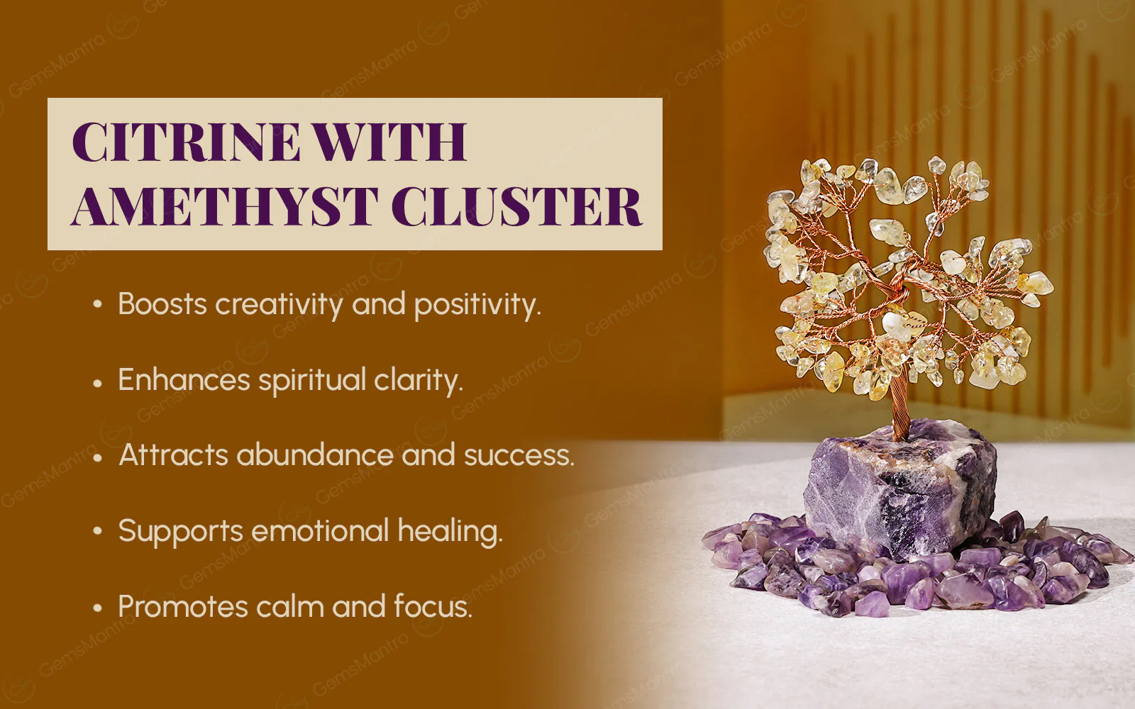 Citrine With Amethyst Cluster Tree - Image 3
