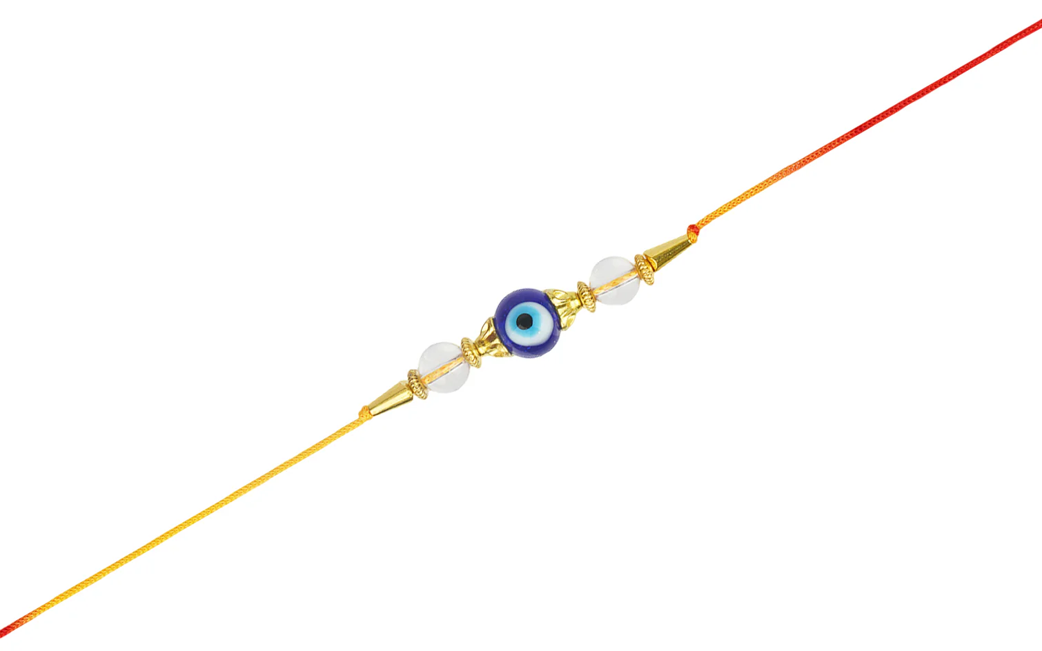 Evil Eye Rakhi - Protective Rakhi with Clear Quartz Beads - Image 2