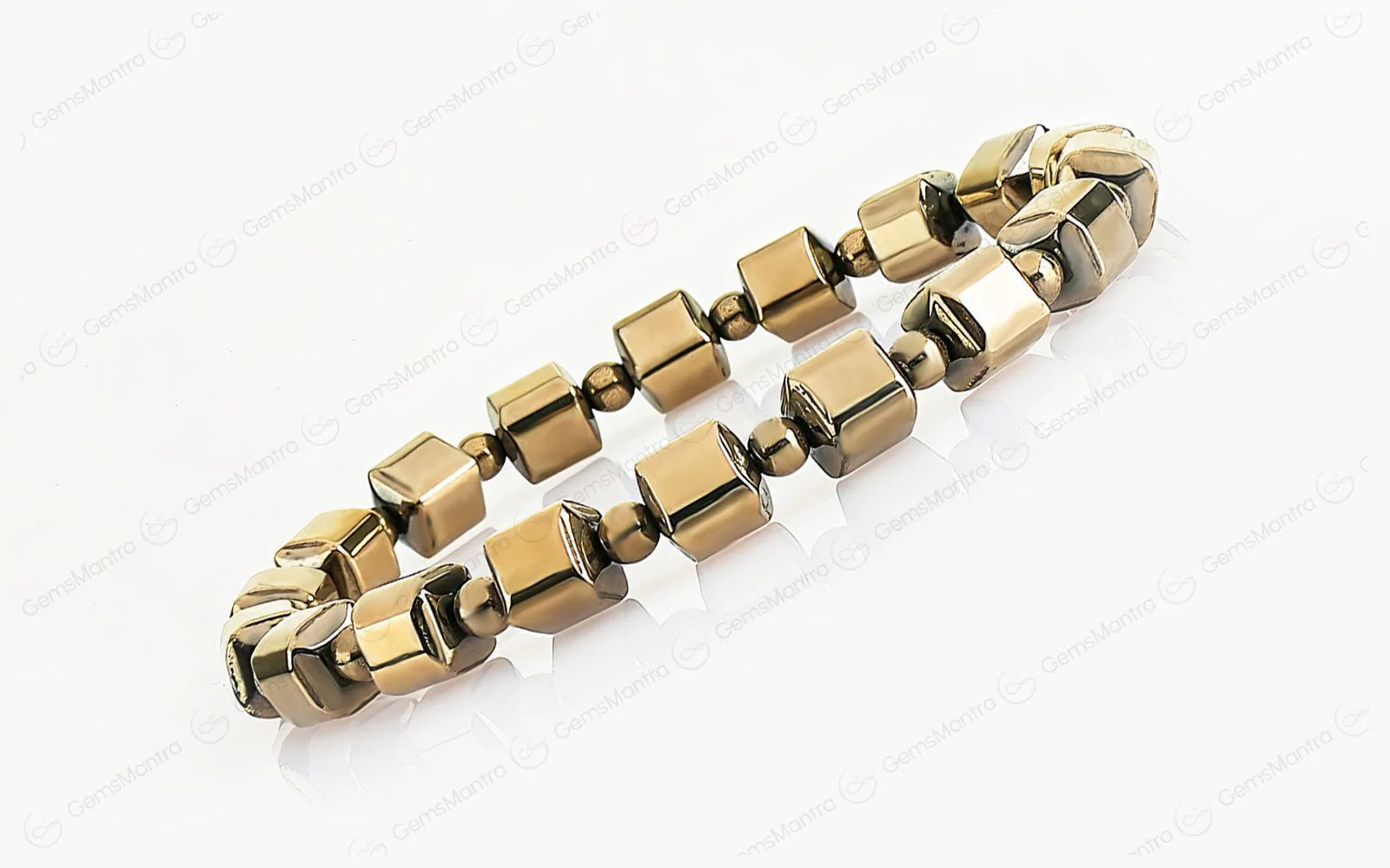 Golden Pyrite/Hematite Cube Beads Bracelet - Image 2