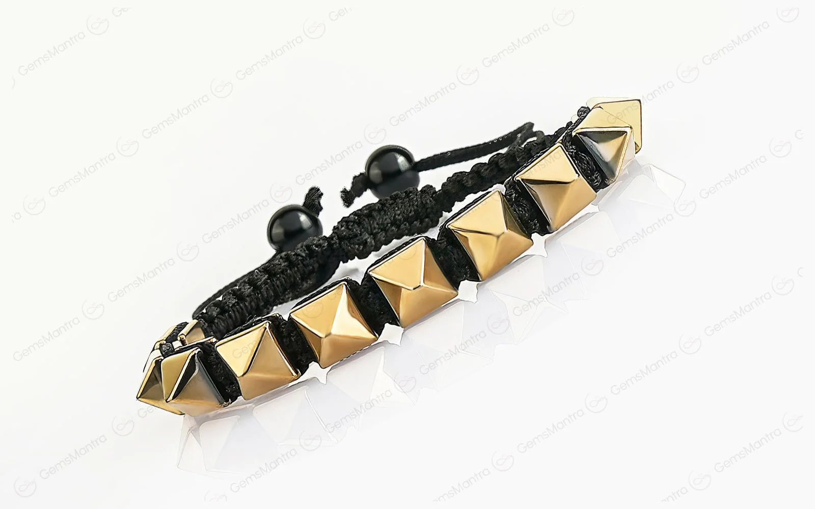 Golden Pyrite Pyramid Adjustable Bracelet - Image 2