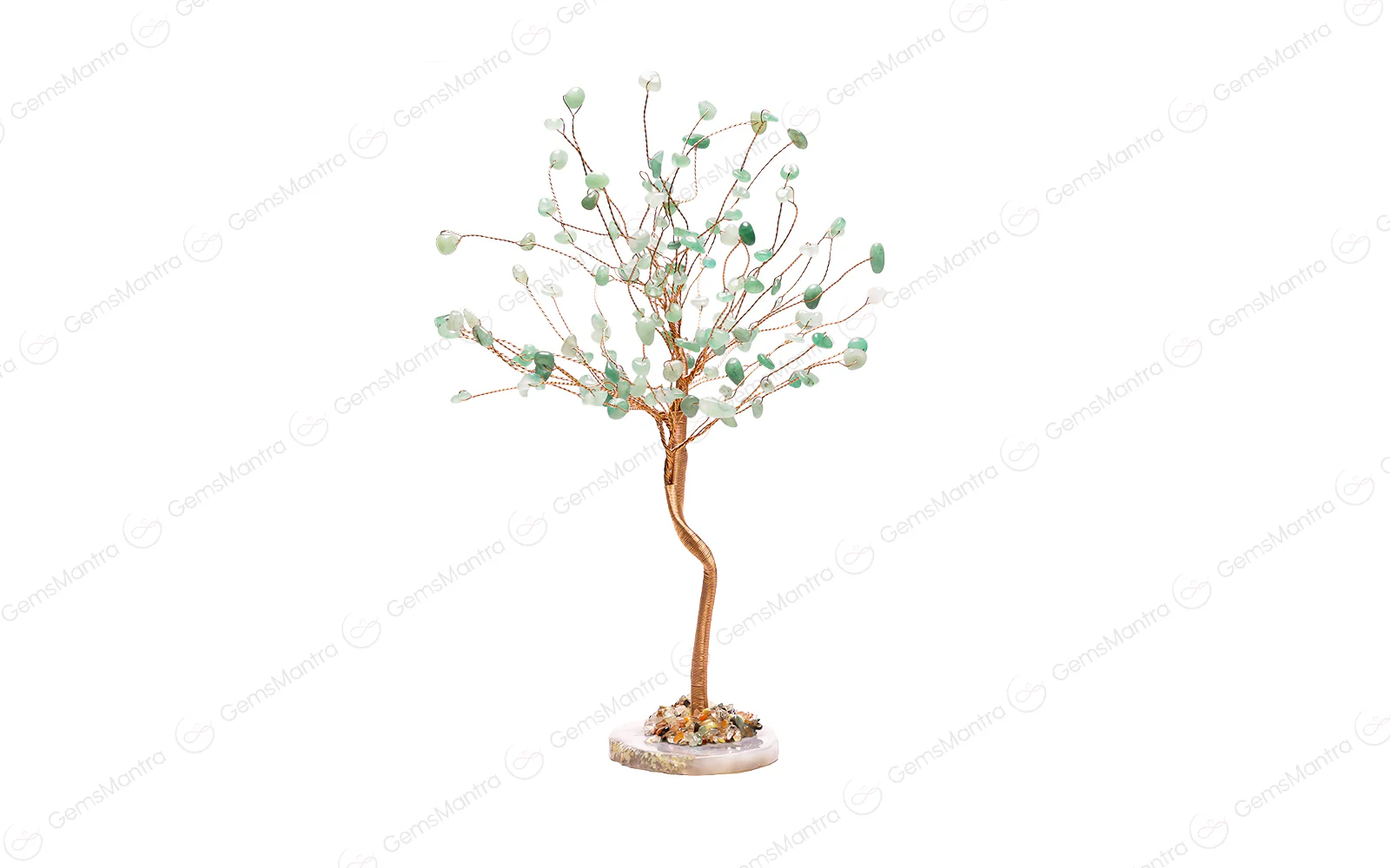 Green Aventurine With Agate Plate Large Tree - Image 2