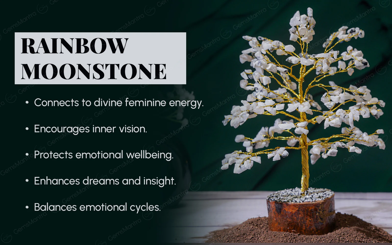 Large Rainbow Moonstone Crystal Tree - Image 3