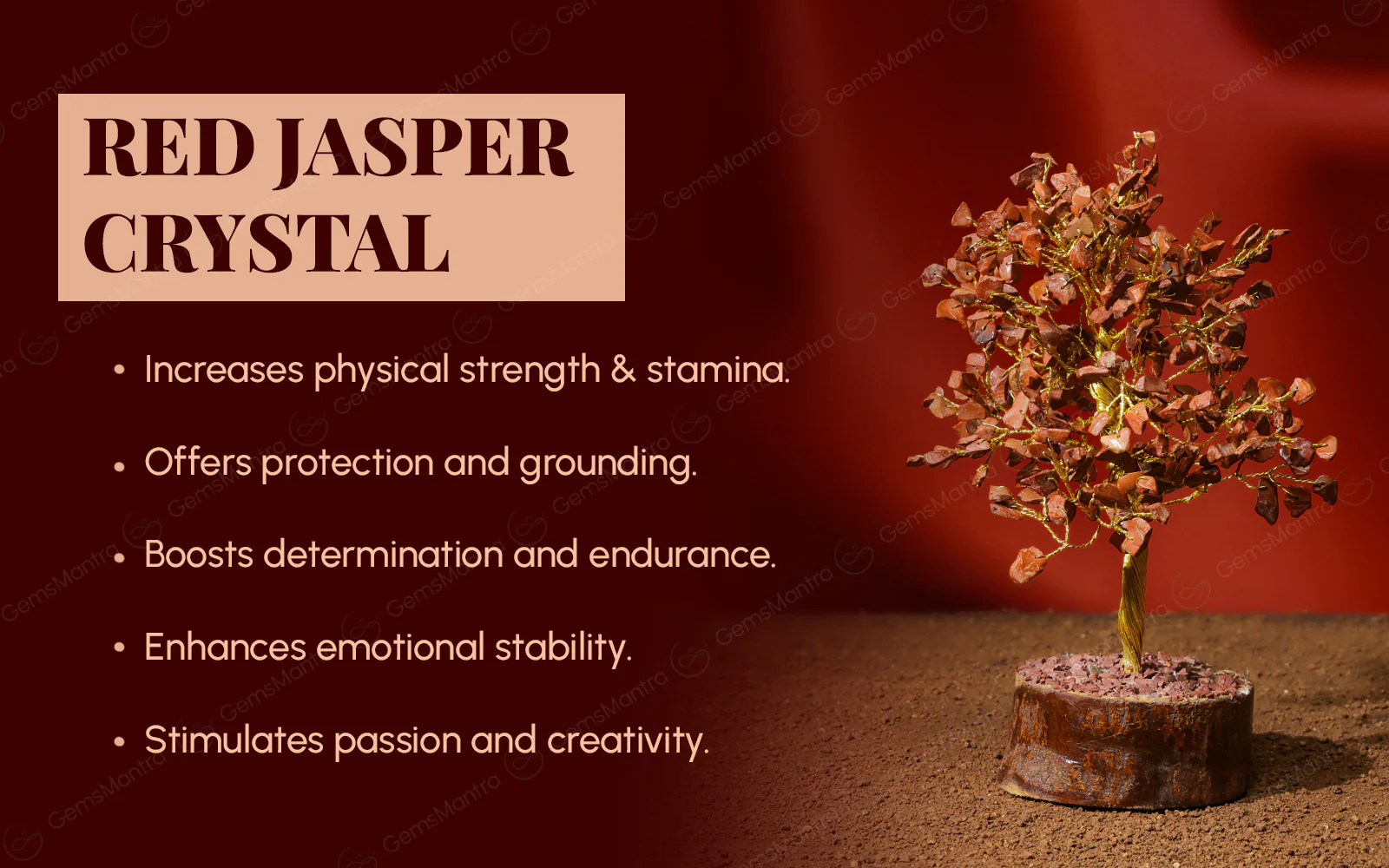 Large Red Jasper Crystal Tree - Image 3