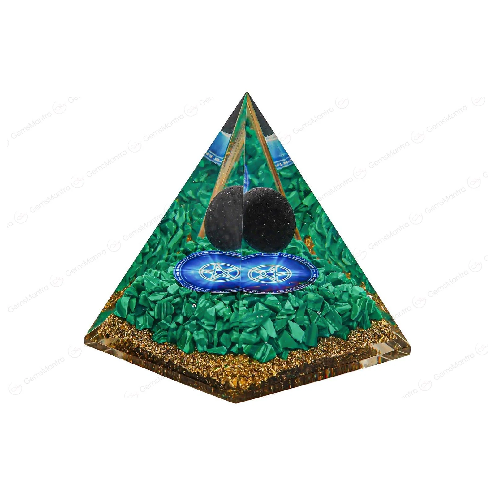 Malachite With Black Ball Pyramid - Image 2