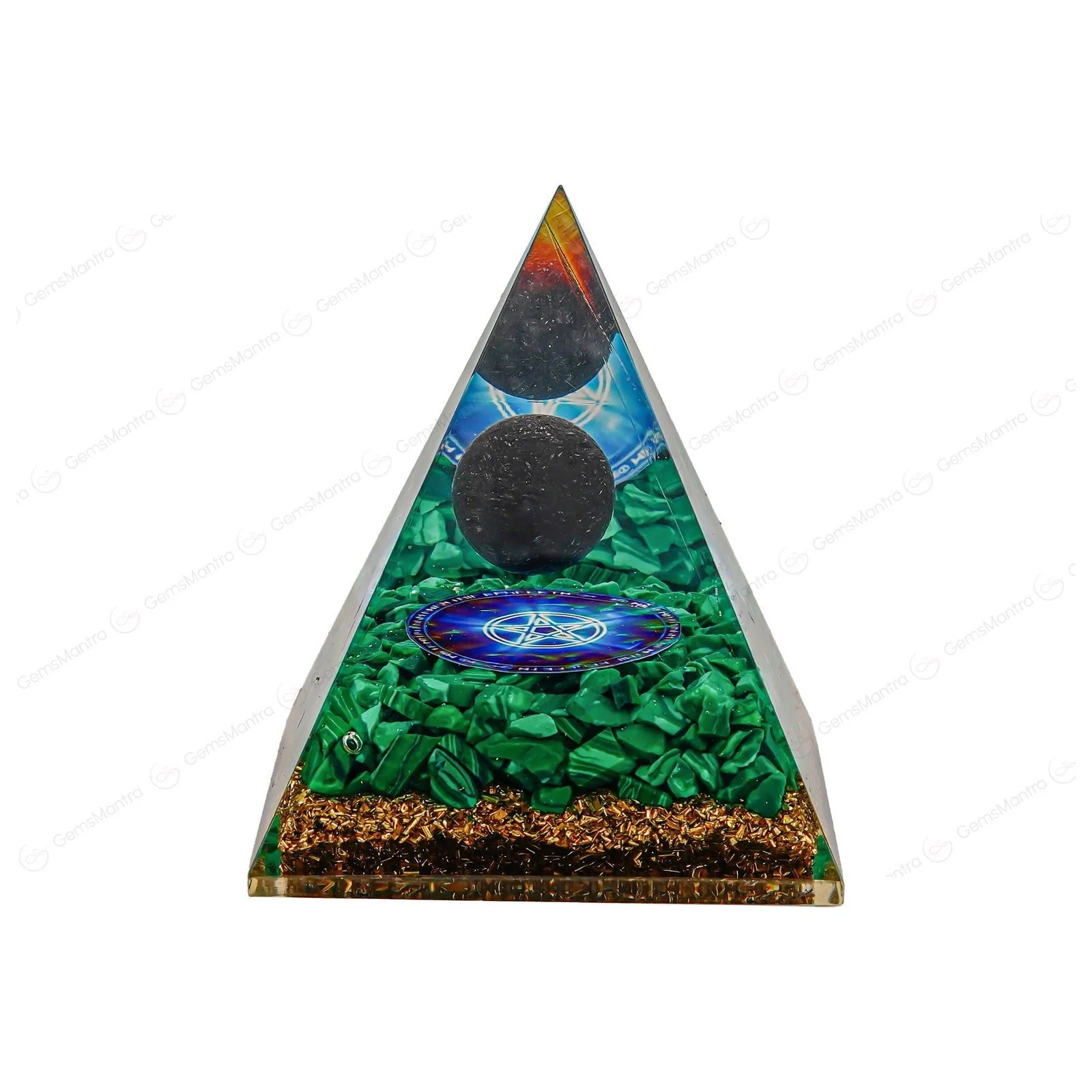 Malachite With Black Ball Pyramid - Image 3