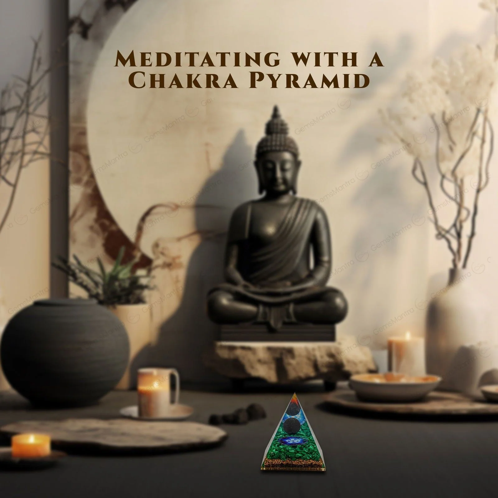 Malachite With Black Ball Pyramid - Image 6