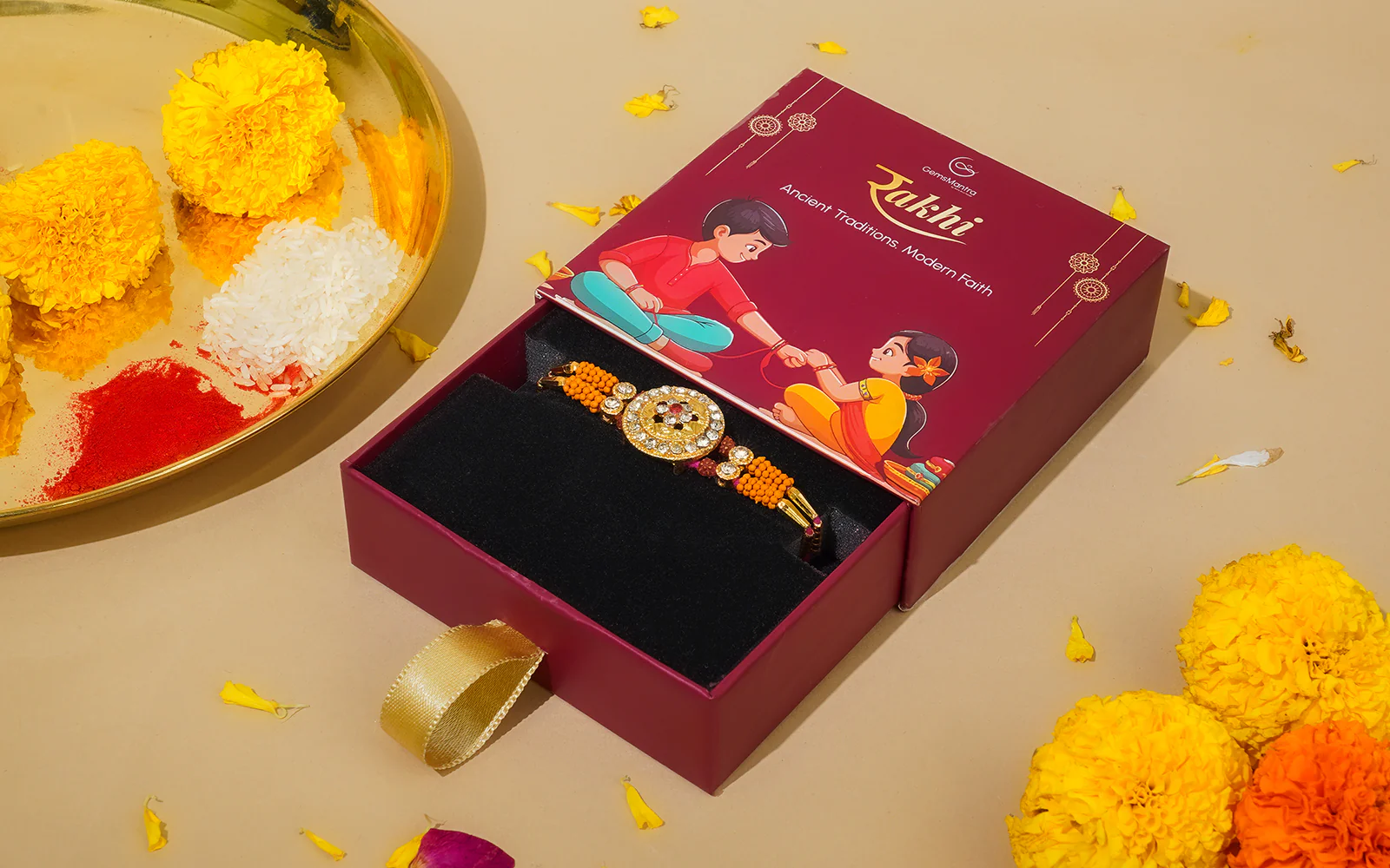 Marigold Circle Rakhi - Image 3