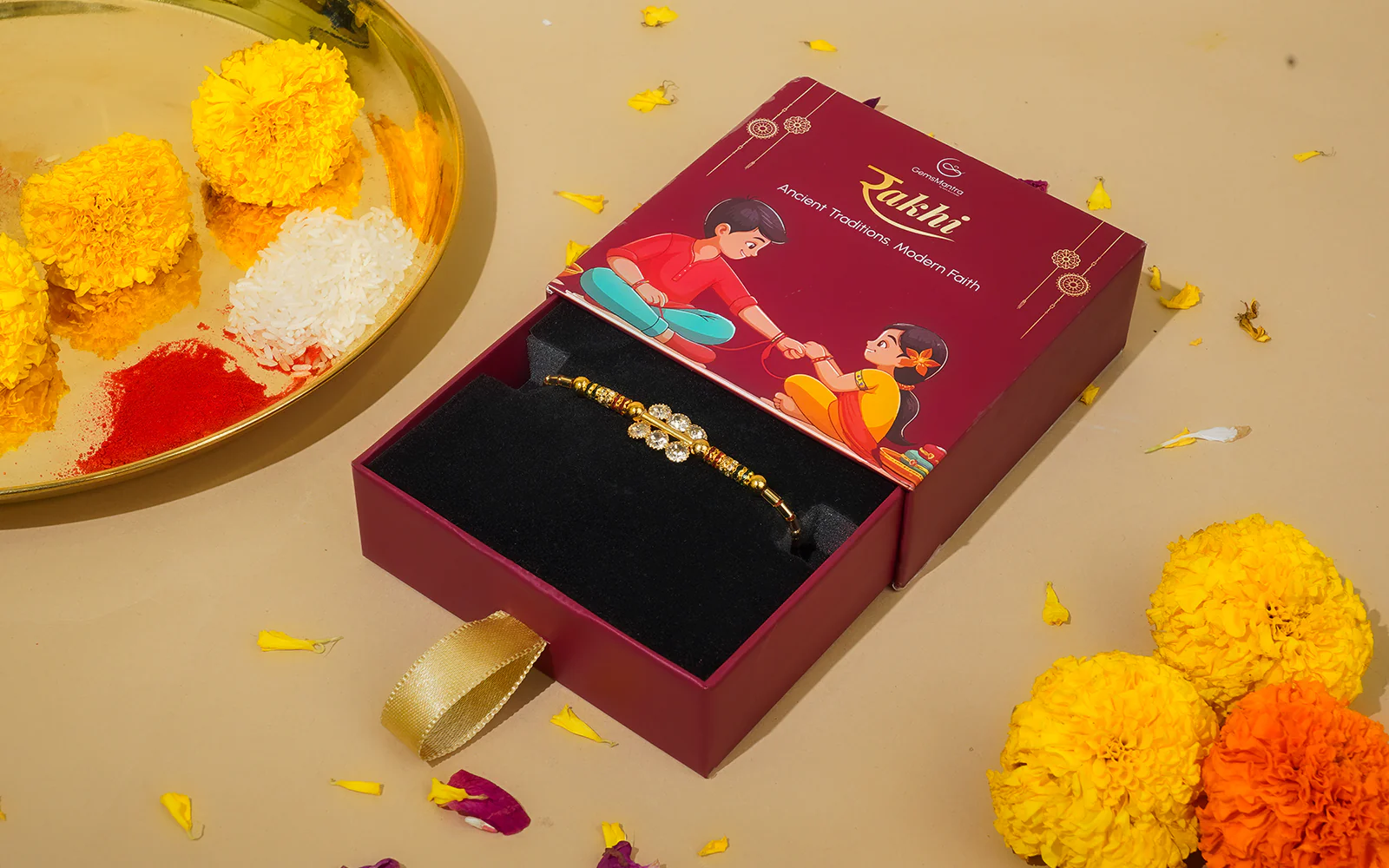 Minimalist Crystal Bloom Rakhi - Image 3