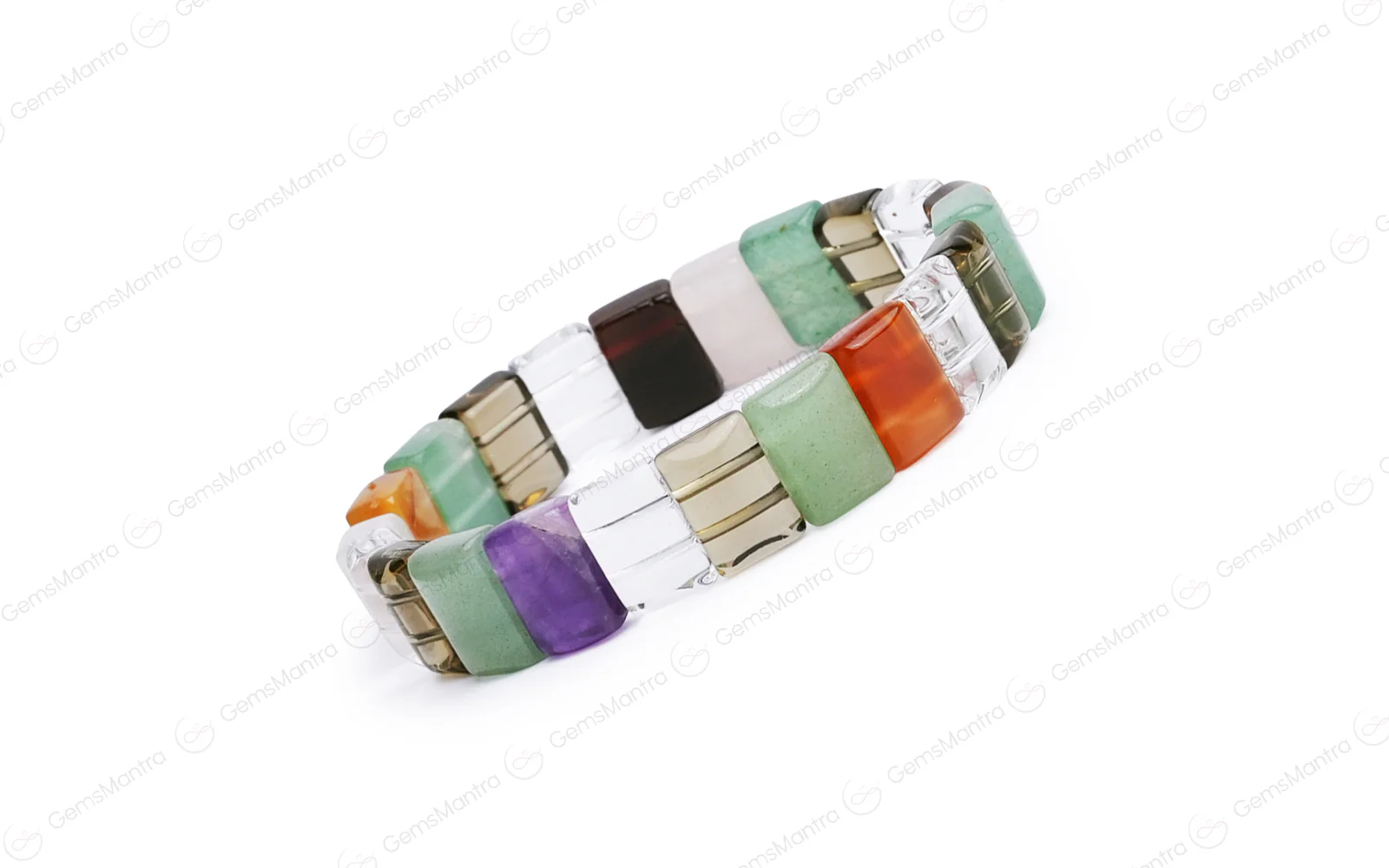 Multi Stone Flat Beads Bracelet - Image 3