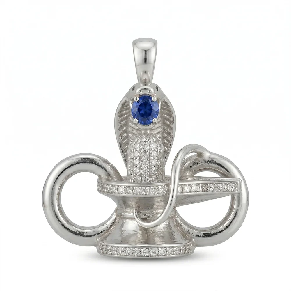 Divine Shivling Blue Stone Pendant (925 Silver) - Image 3