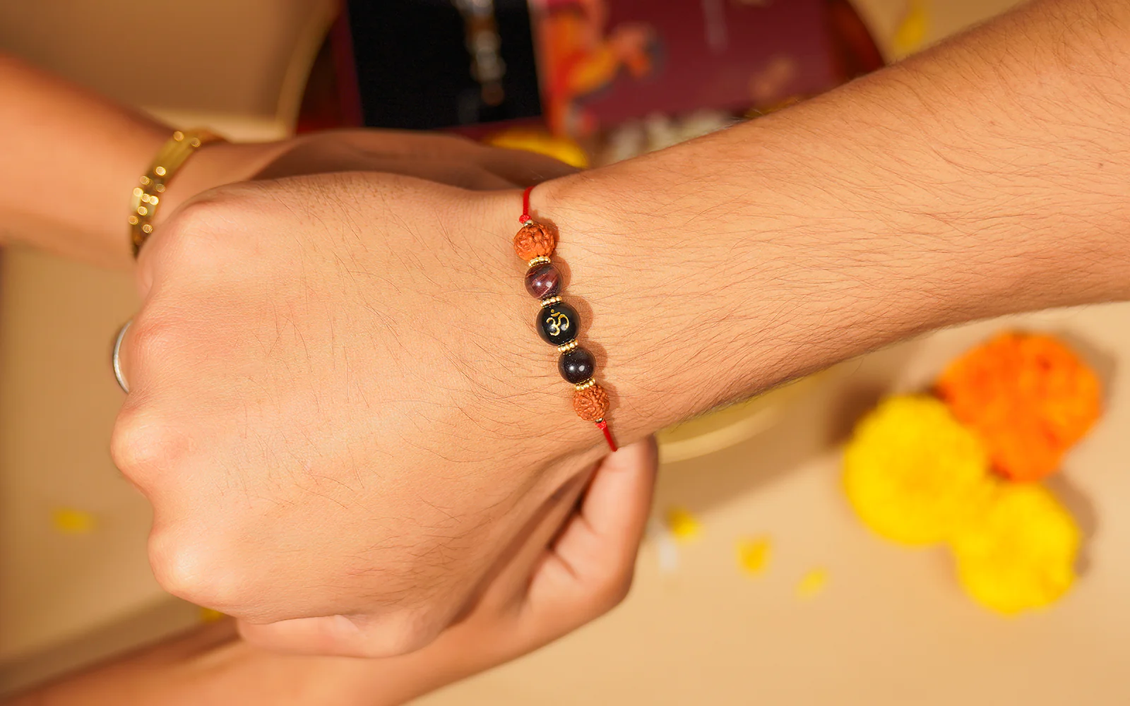Om Rudraksha Rakhi - Spiritual Rakhi for Brother's Protection - Image 4