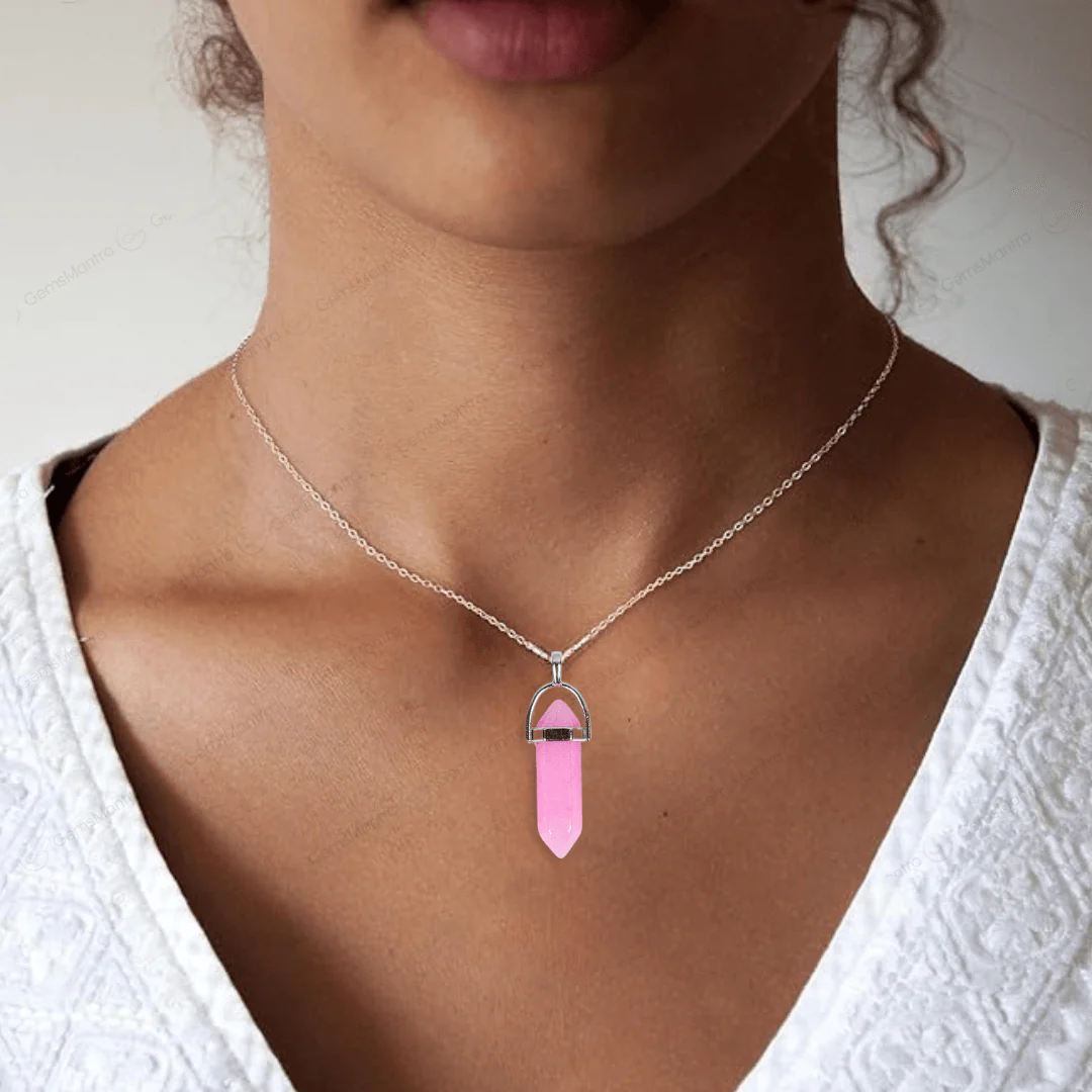 Pink Onyx Double Terminated Pencil Pendant - Image 3