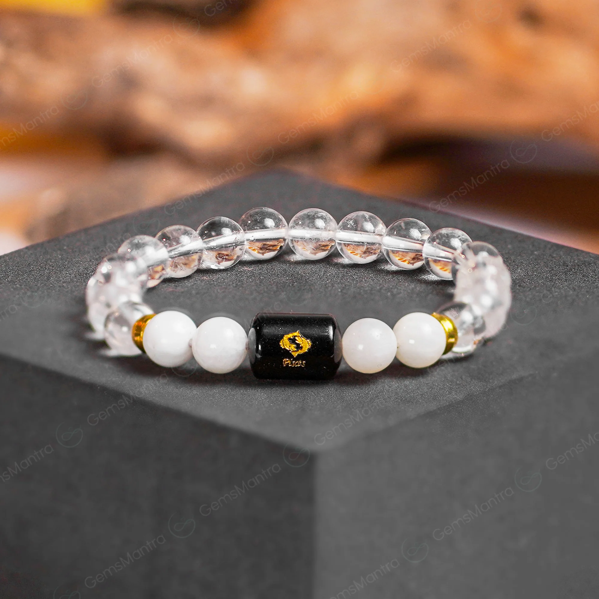 Pisces Zodiac Meen Rashi Bracelet with Amethyst & Aquamarine - Image 3