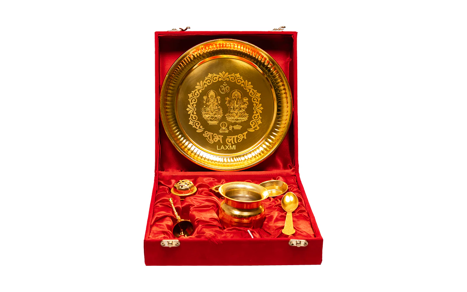 Premium Pooja Thali Set with Royal Red Velvet Box - Image 2