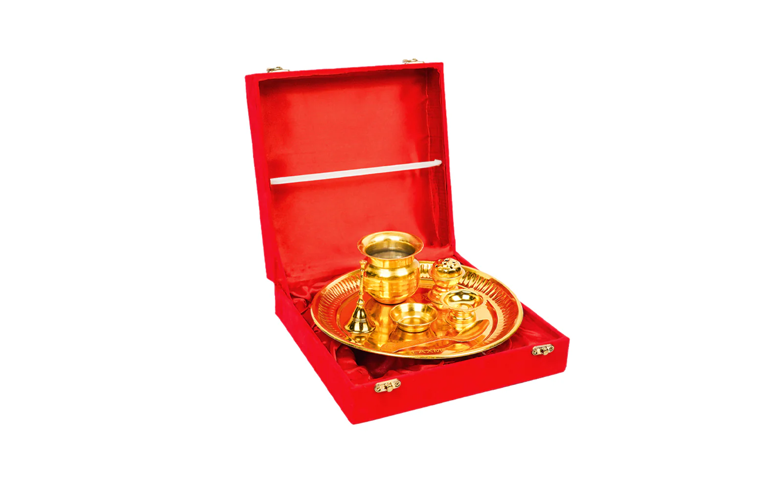 Premium Pooja Thali Set with Royal Red Velvet Box - Image 6