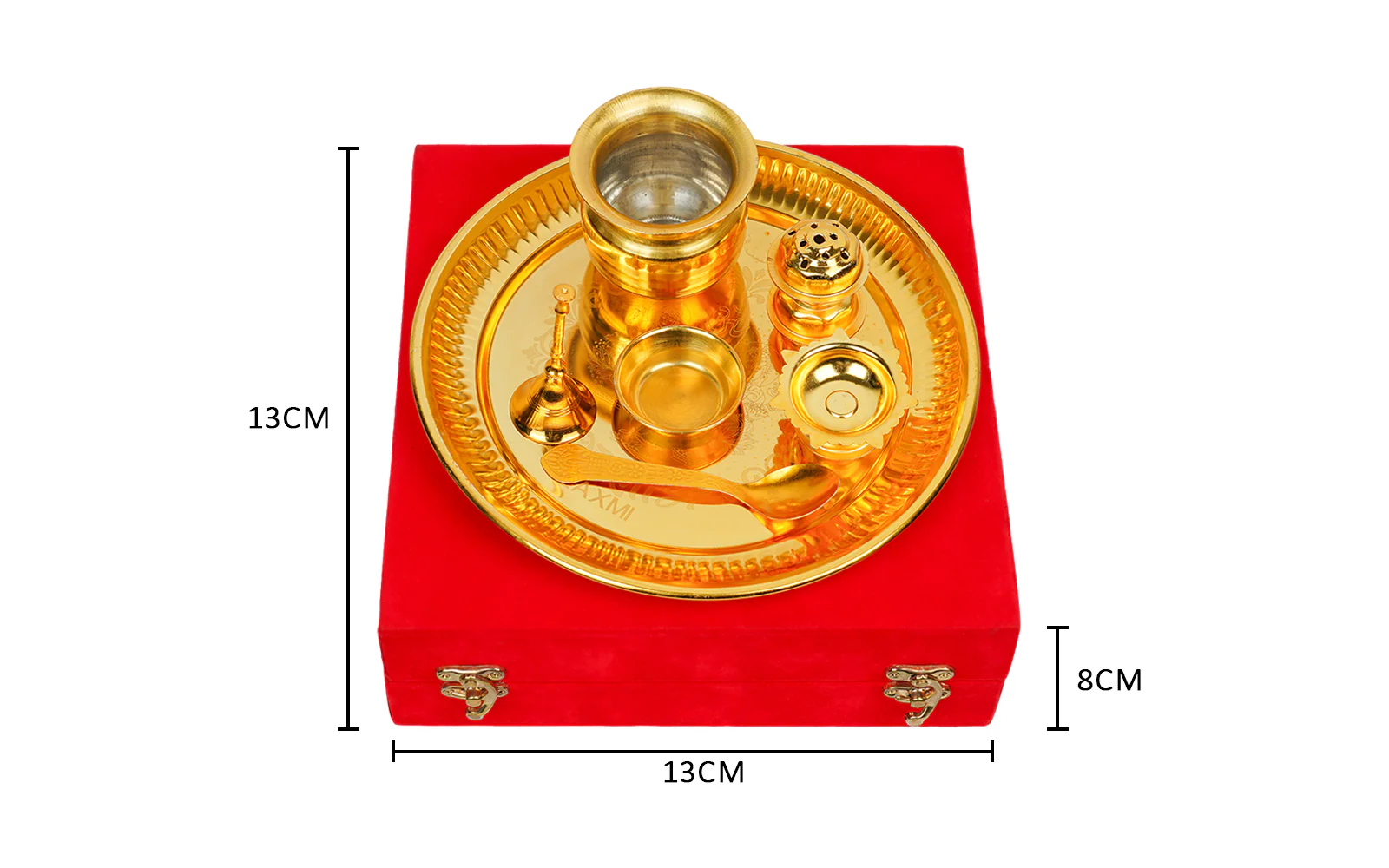 Premium Pooja Thali Set with Royal Red Velvet Box - Image 7
