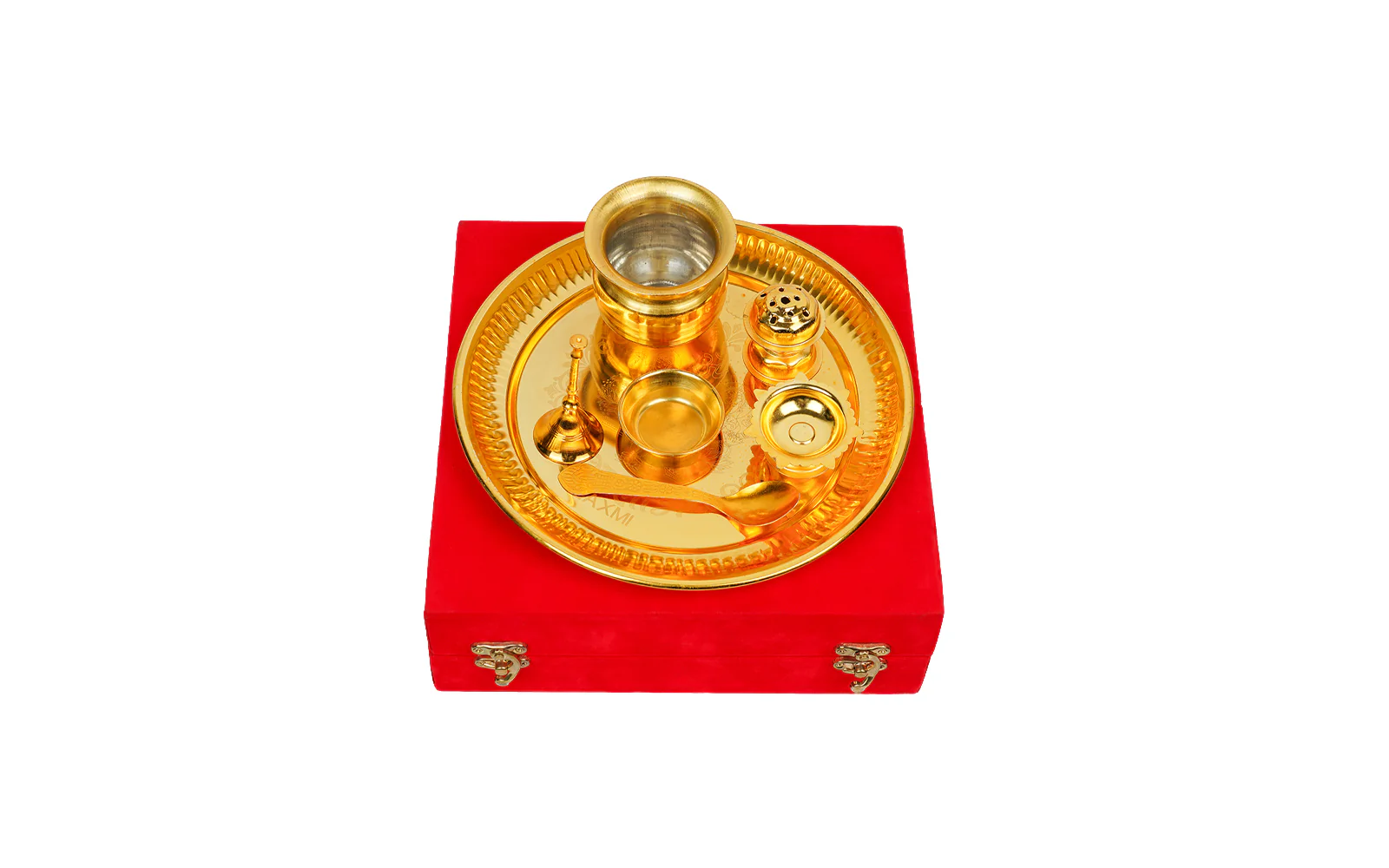 Premium Pooja Thali Set with Royal Red Velvet Box - Image 8