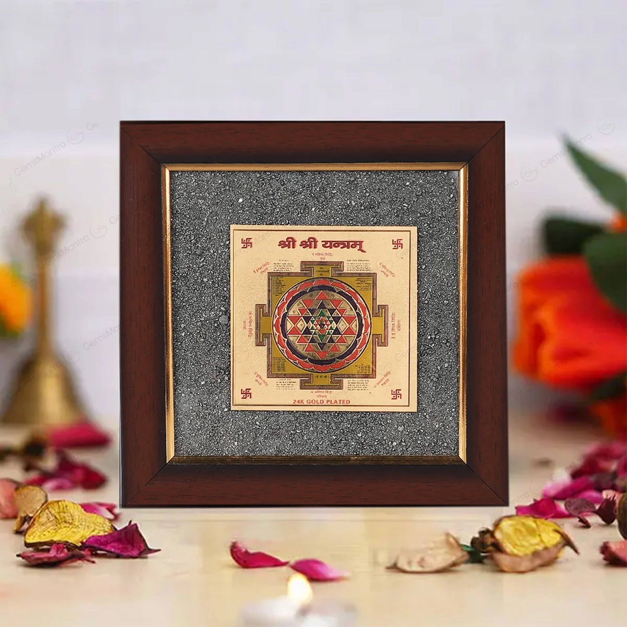Shree Pyrite Yantra +Sampoorna Laxmi Ganesh PyriteÂ Yantra DustÂ Frame - Image 2