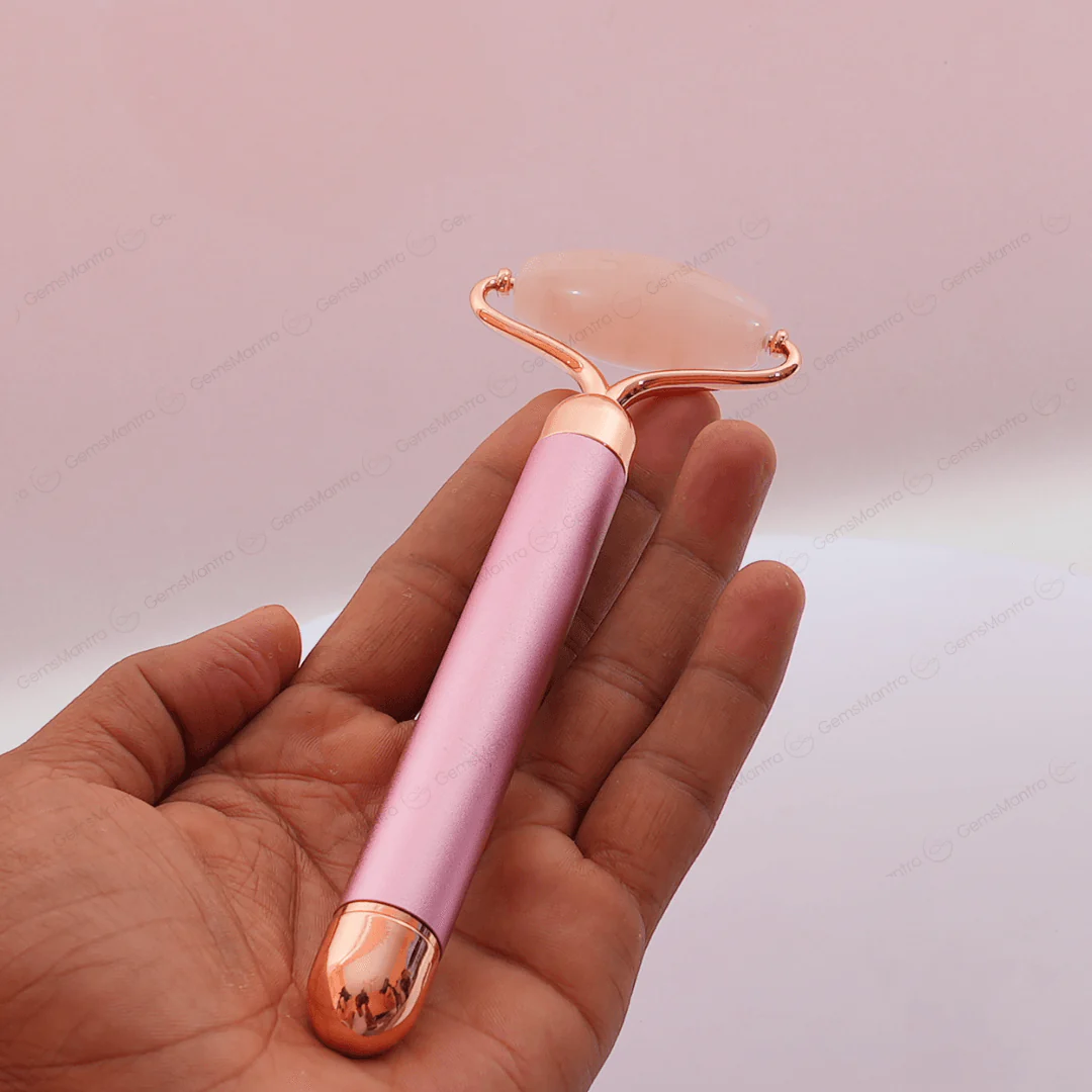 Rose Quartz Vibrating Face Massage Roller - Image 3
