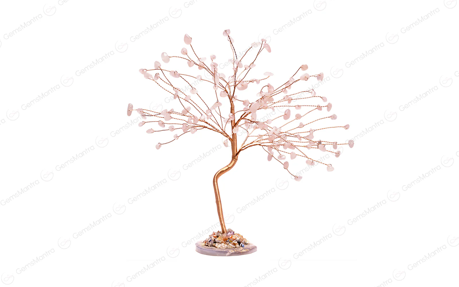 Rose Quartz With Agate Plate Large Tree - Image 2