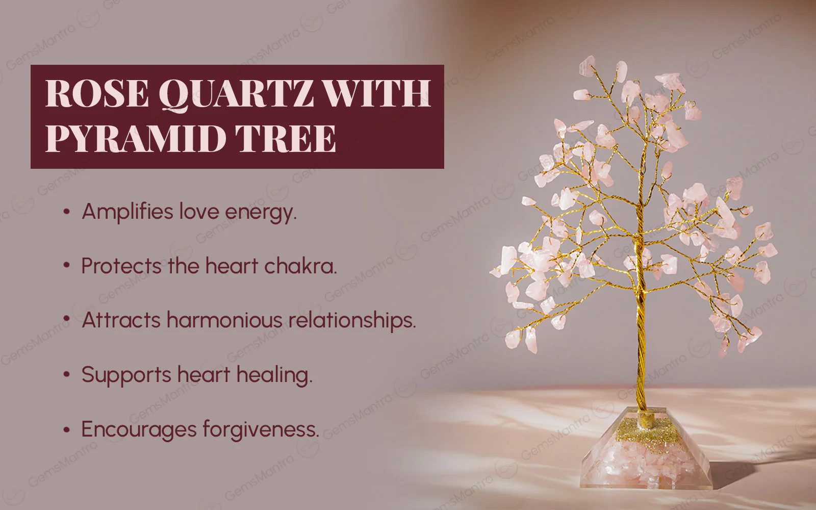 Rose Quartz With Pyramid Tree - Image 3