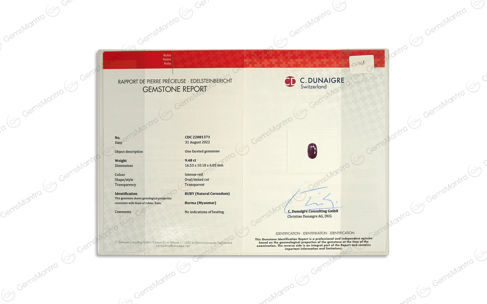 Ruby - 9.48 Carats - Image 3