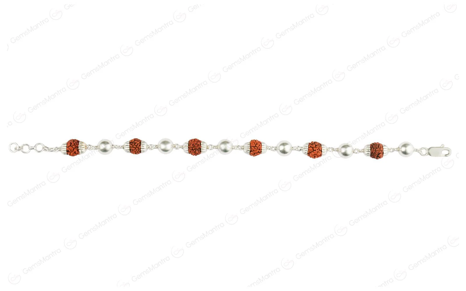 Original 5 Mukhi Rudraksha Bracelet with 6 Silver Moti for Kids with Certificate - Image 2