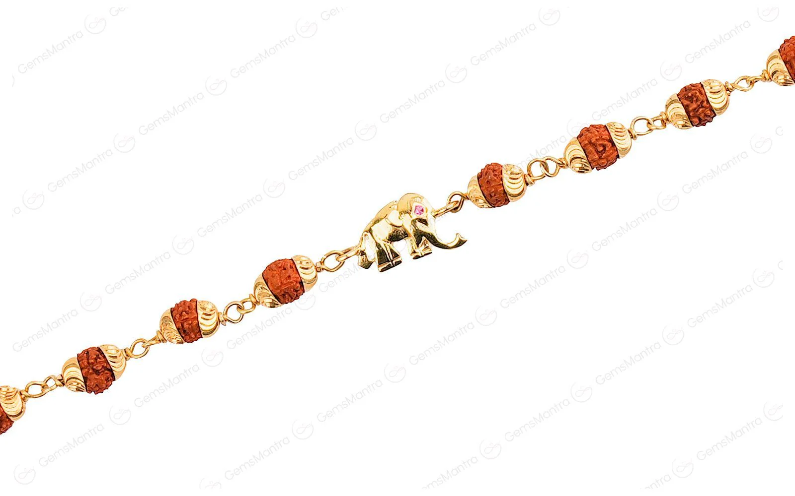 Original 5 Mukhi Rudraksha Gold Elephant Bracelet for Kids with Certificate - Image 3