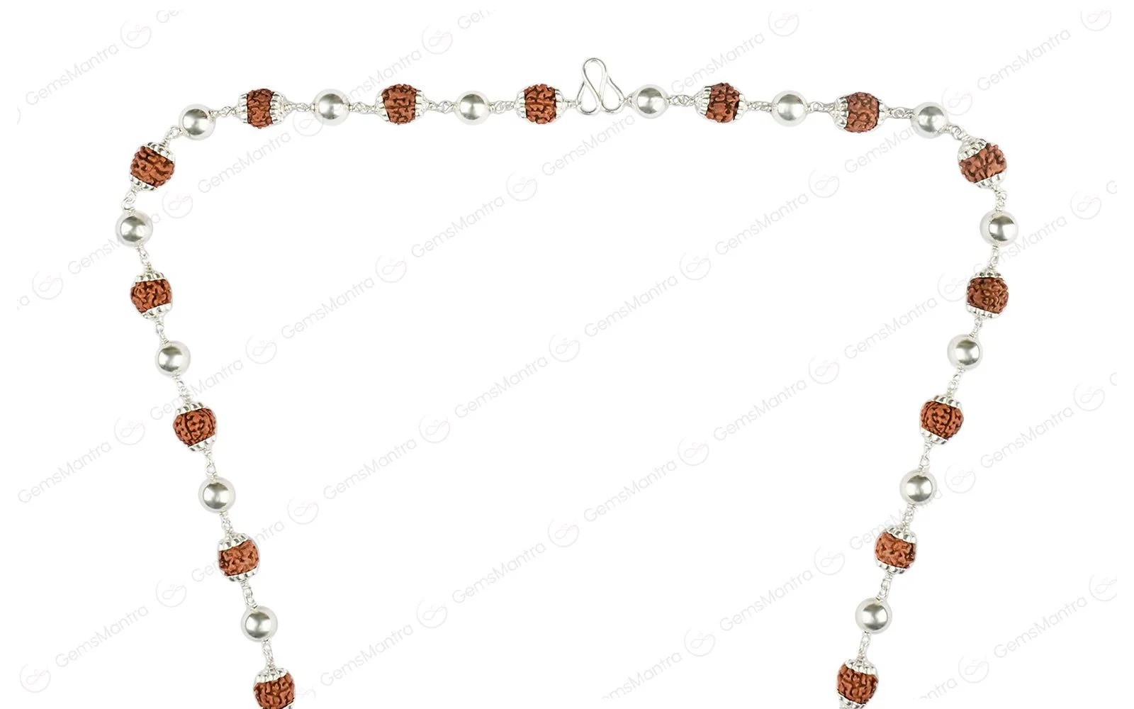 5 Mukhi Rudraksha Mala with 27 Silver Moti (Unisex) - Image 4