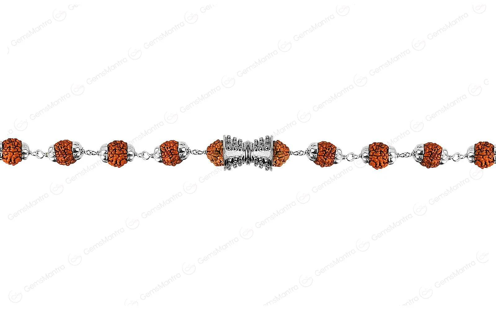 Original 5 Mukhi Rudraksha Silver Damru Bracelet for Kids - Image 3