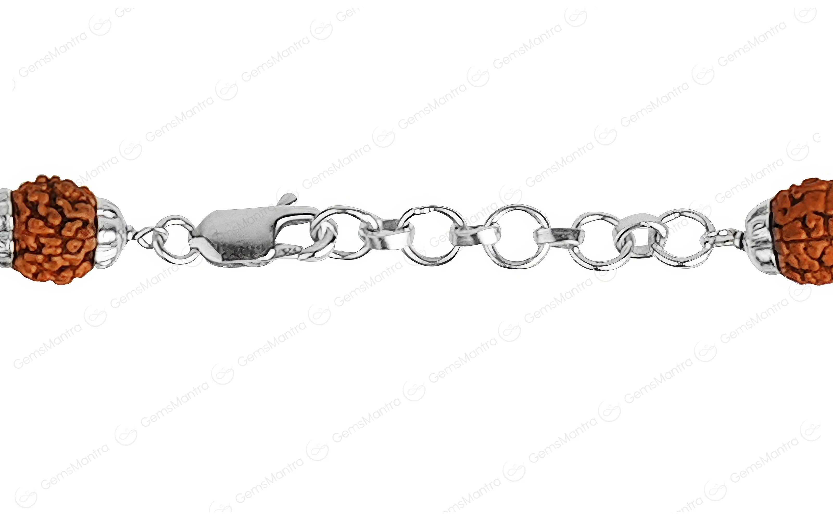Original 5 Mukhi Rudraksha Silver Damru Bracelet for Kids - Image 4