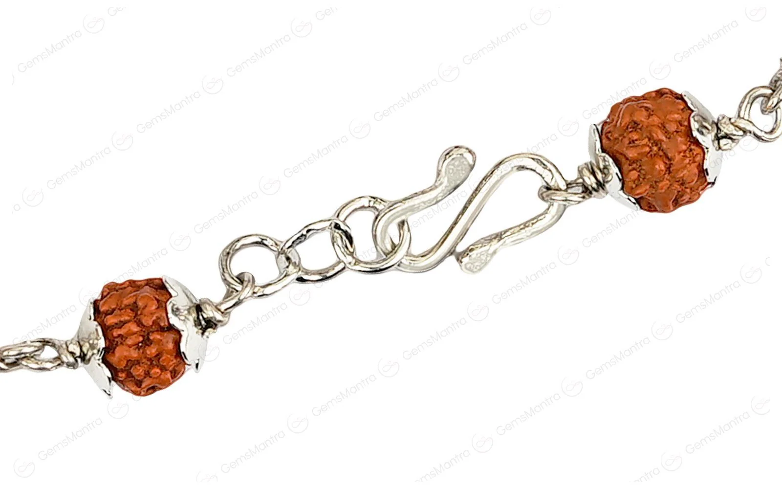 Original 5 Mukhi Rudraksha Silver Elephant Bracelet for Kids - 10 Beads with Certificate - Image 4