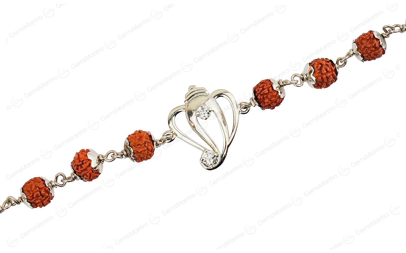 Original 5 Mukhi Rudraksha Silver Ganesh Bracelet for Kids - 5 Beads with Certificate - Image 3