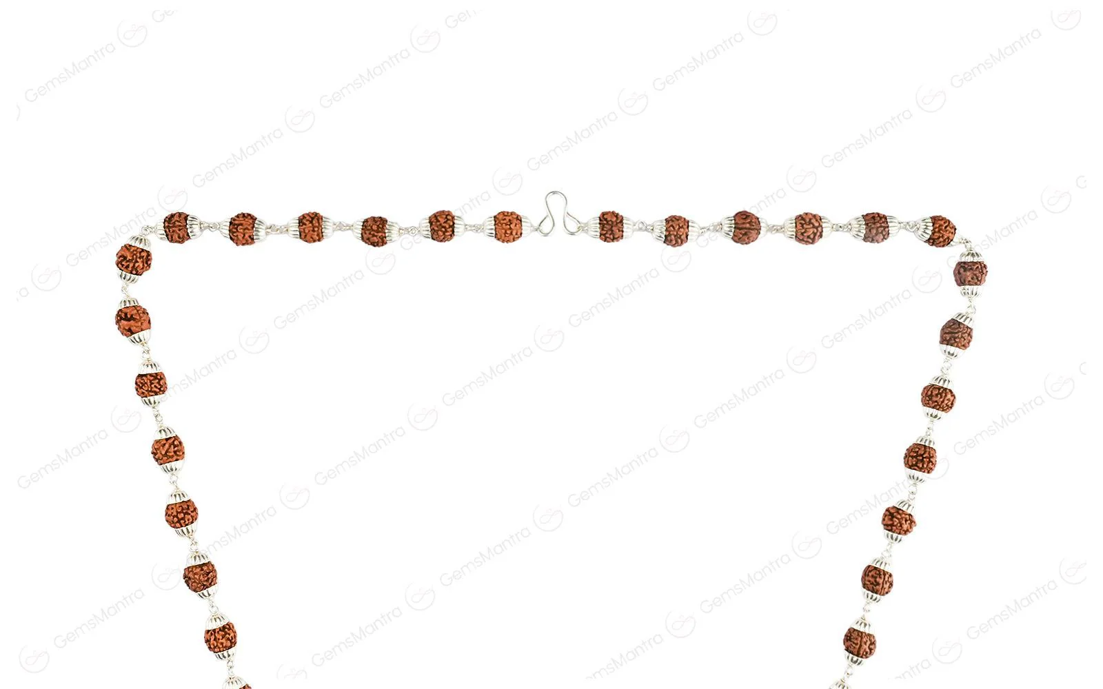 5 Mukhi Rudraksha Silver Mala with 54 Beads (Unisex) - Image 3