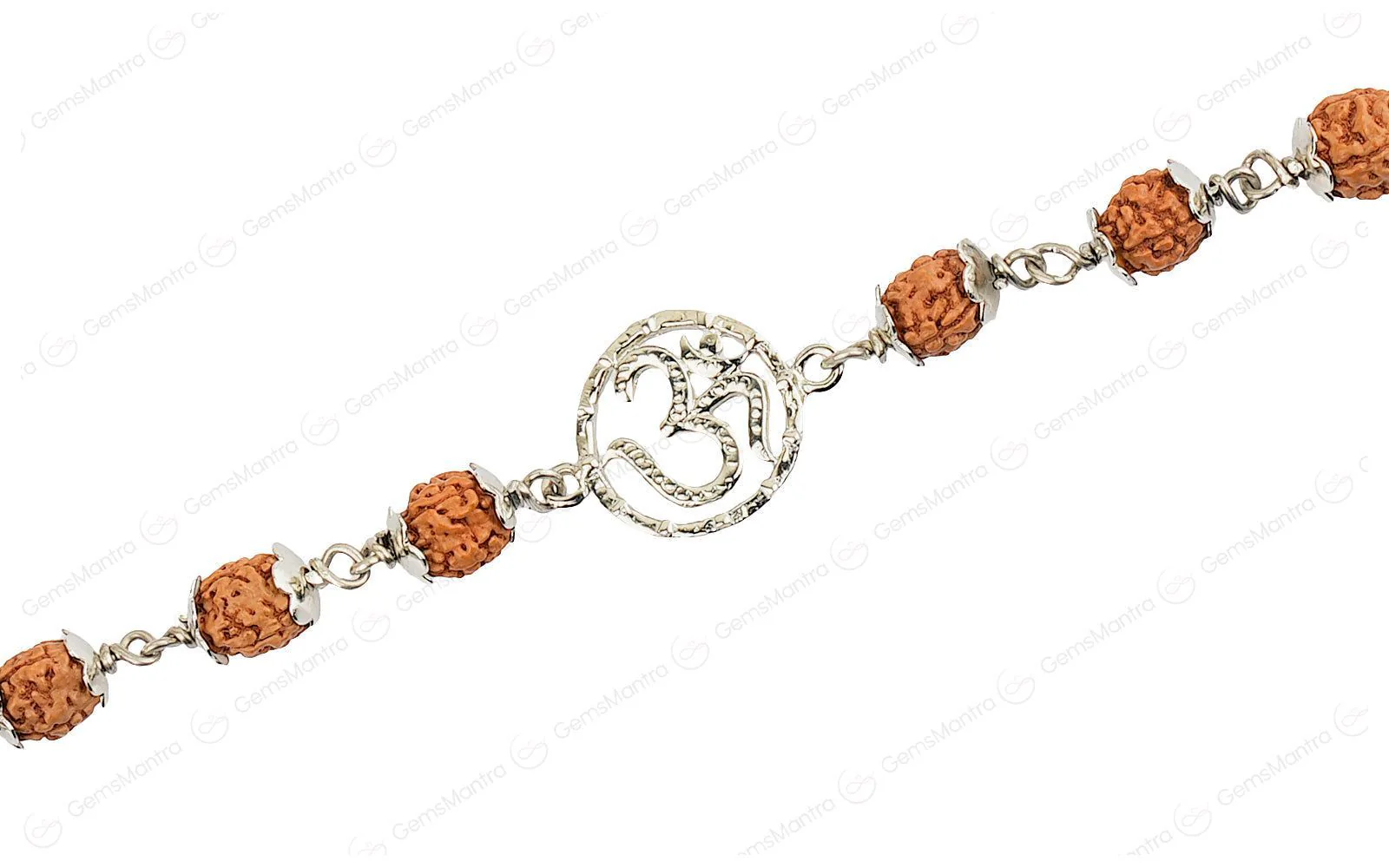 Original 5 Mukhi Rudraksha Silver Om Bracelet for Kids with Certificate - Image 3