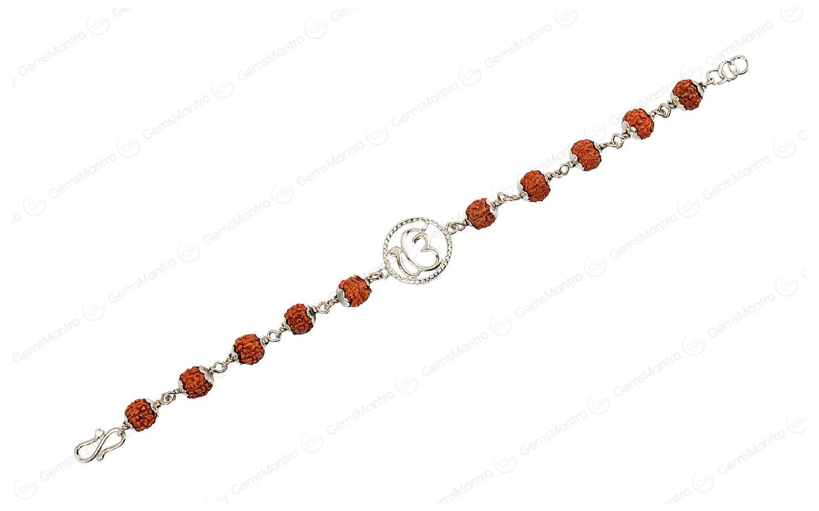 Original 5 Mukhi Rudraksha Silver Onkar Bracelet for Kids - 5 Beads with Certificate - Image 2